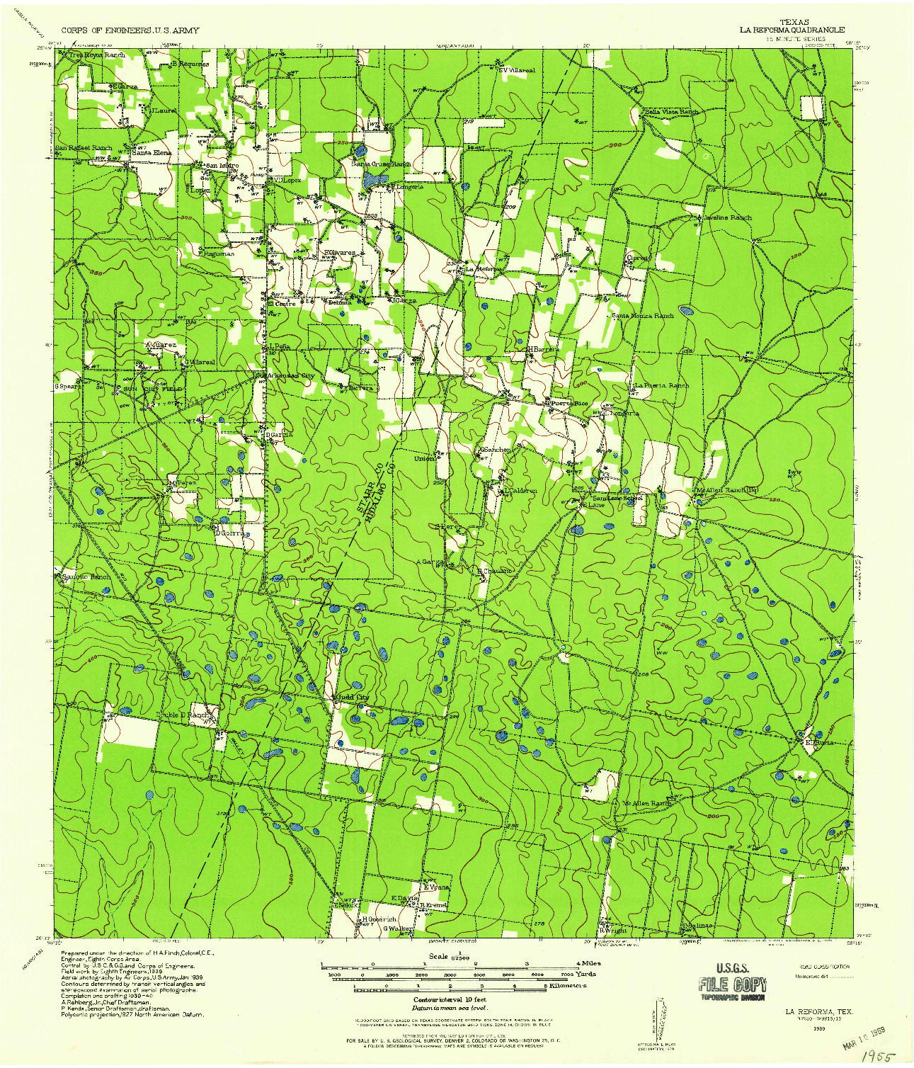 USGS 1:62500-SCALE QUADRANGLE FOR LA REFORMA, TX 1939