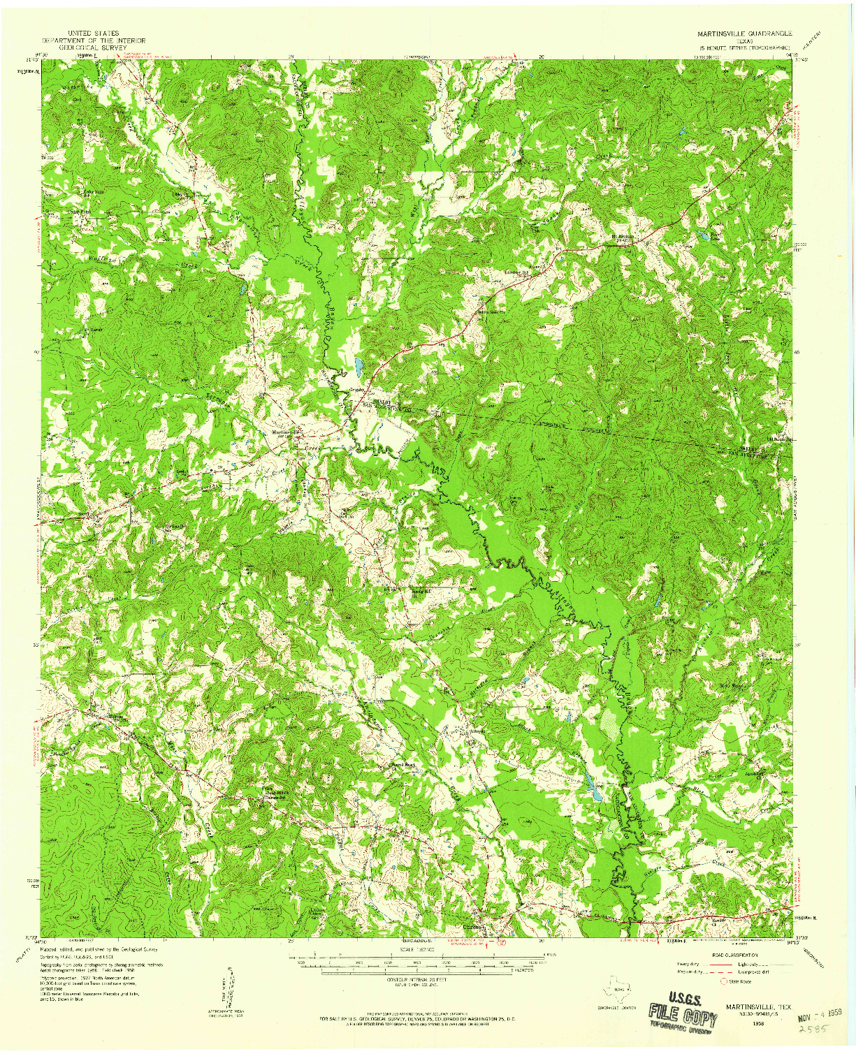 USGS 1:62500-SCALE QUADRANGLE FOR MARTINSVILLE, TX 1958