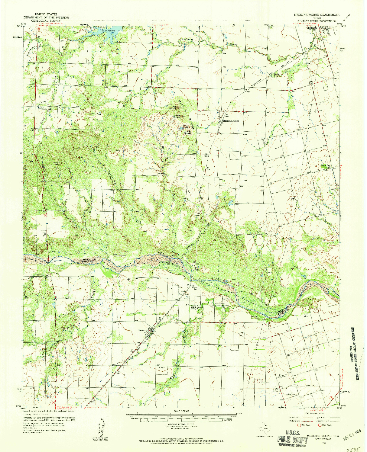 USGS 1:62500-SCALE QUADRANGLE FOR MEDICINE MOUND, TX 1958