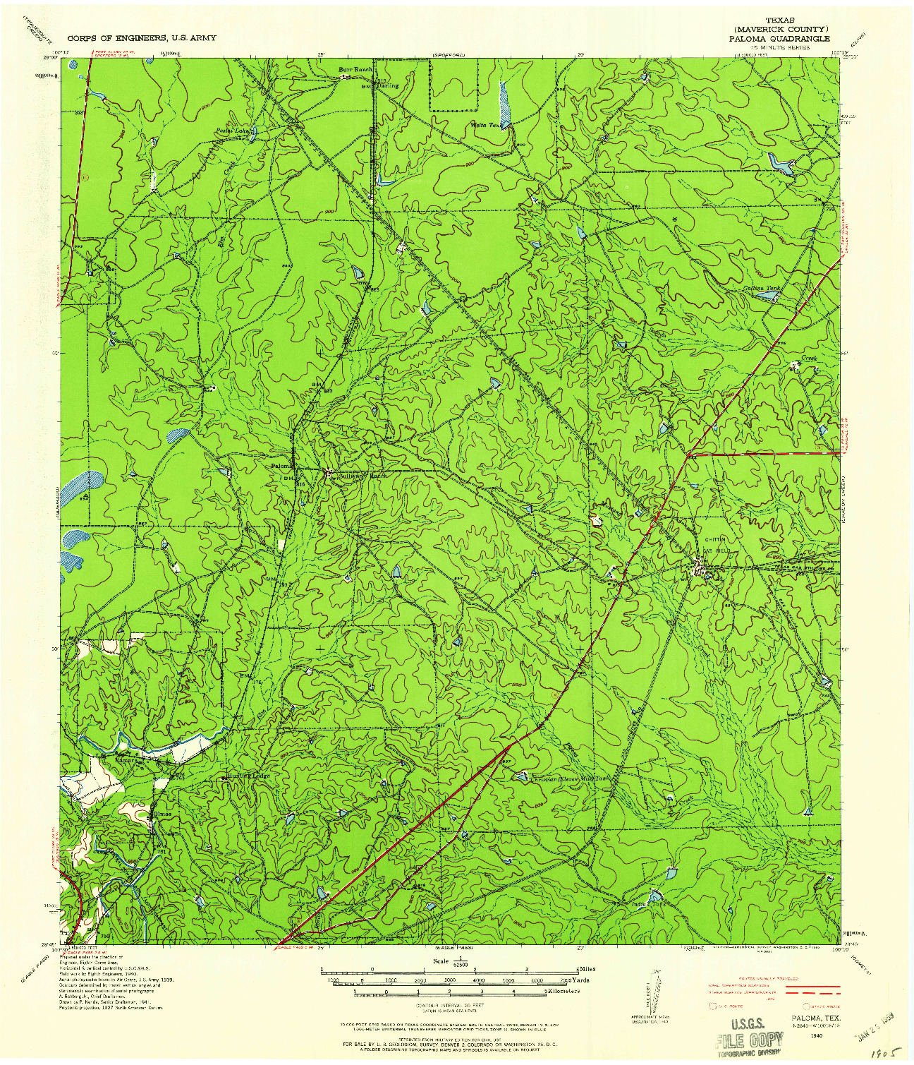 USGS 1:62500-SCALE QUADRANGLE FOR PALOMA, TX 1940