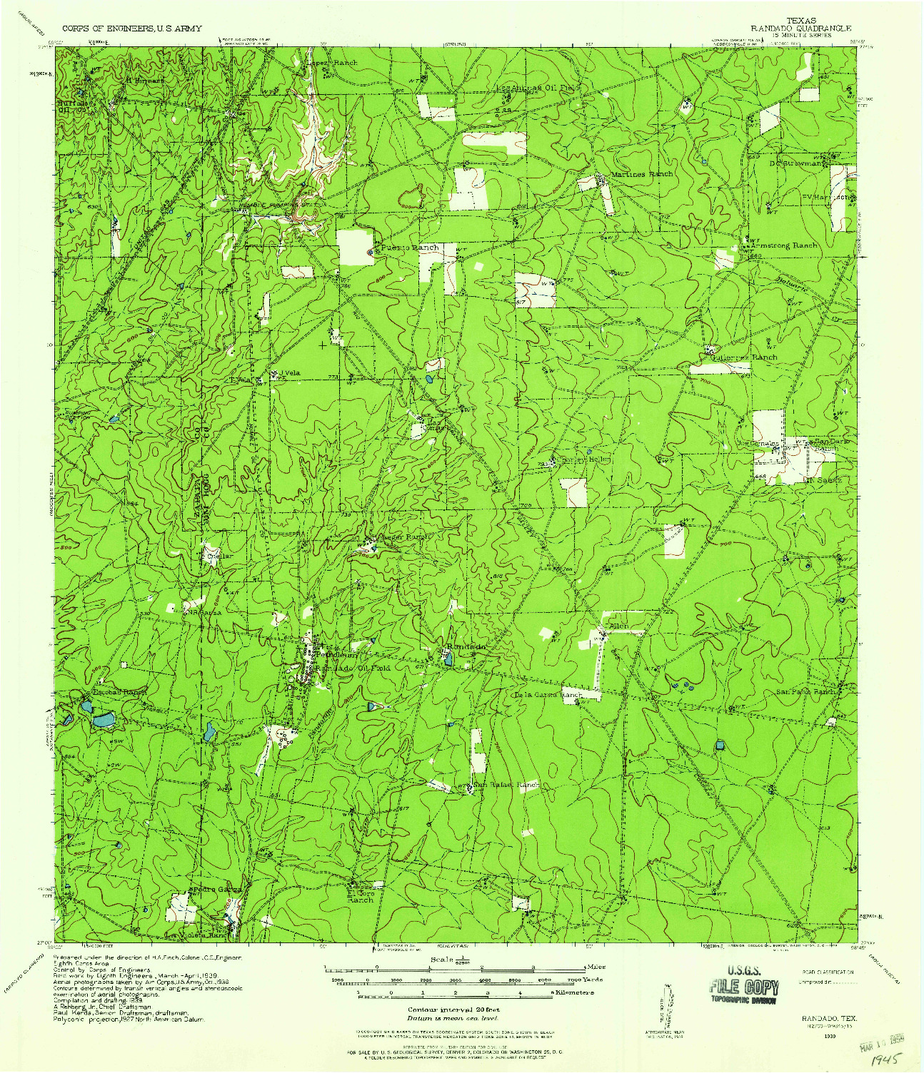 USGS 1:62500-SCALE QUADRANGLE FOR RANDADO, TX 1939