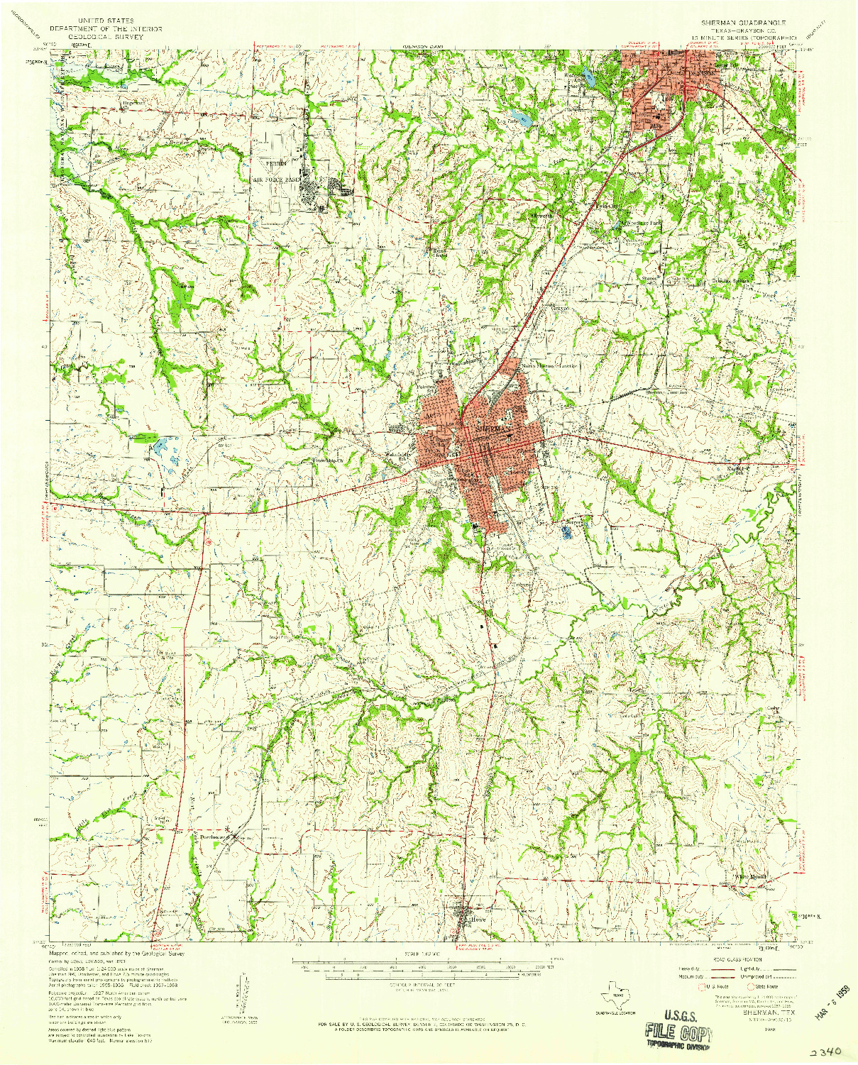 USGS 1:62500-SCALE QUADRANGLE FOR SHERMAN, TX 1958