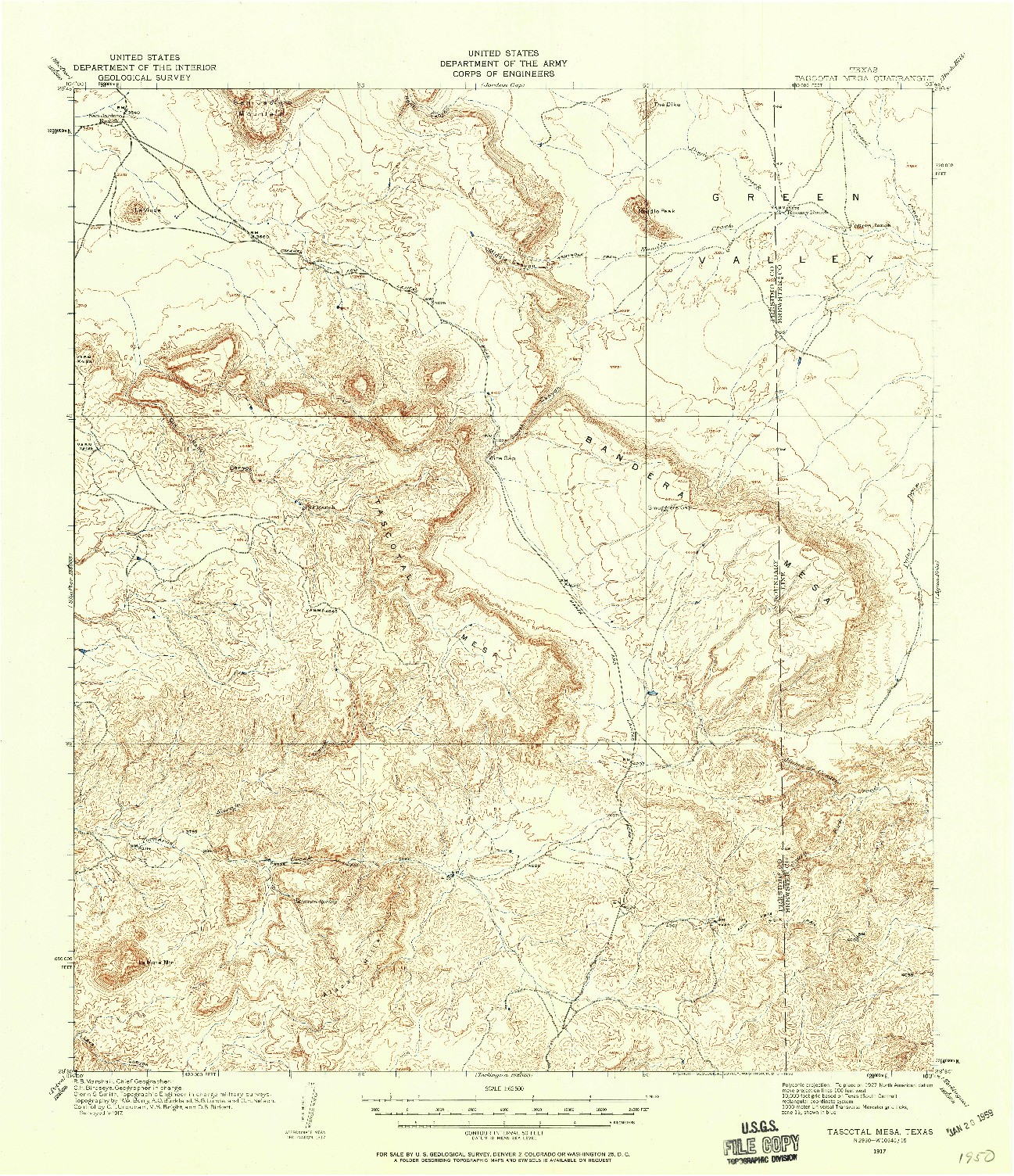 USGS 1:62500-SCALE QUADRANGLE FOR TASCOTAL MESA, TX 1917