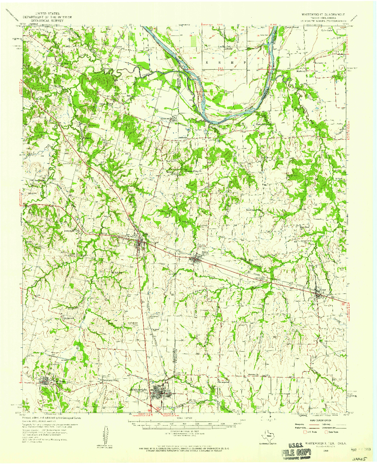 USGS 1:62500-SCALE QUADRANGLE FOR WHITESRIGHT, TX 1958