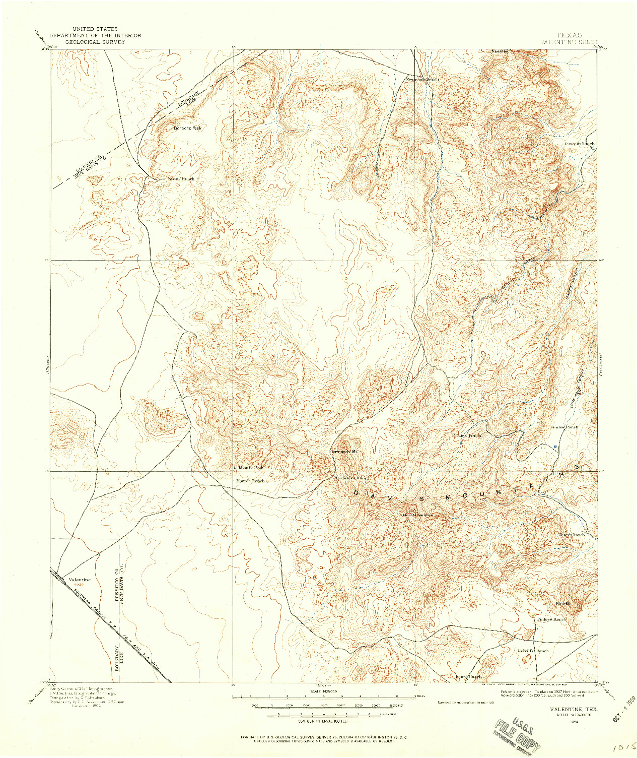USGS 1:125000-SCALE QUADRANGLE FOR VALENTINE, TX 1894