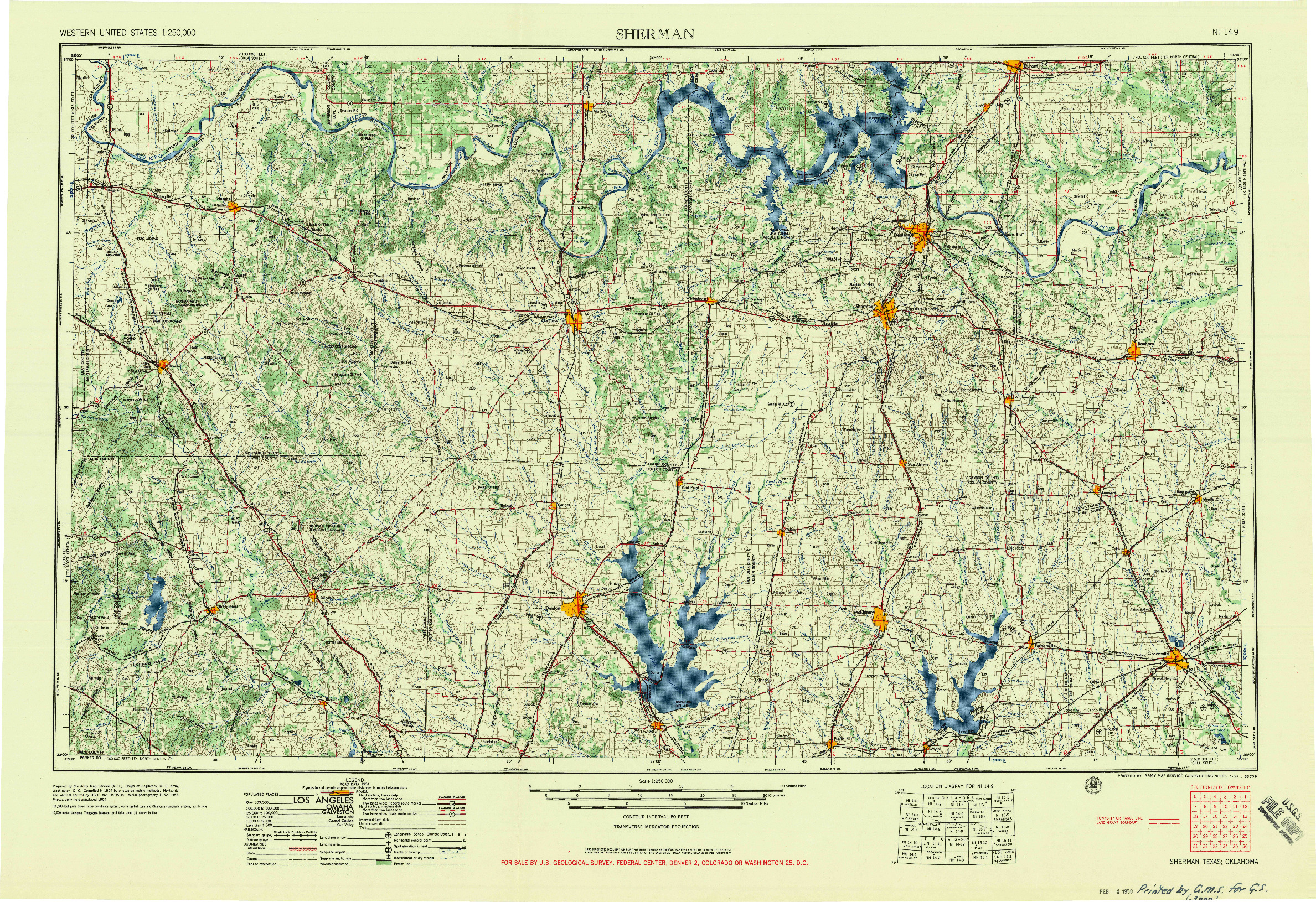 USGS 1:250000-SCALE QUADRANGLE FOR SHERMAN, TX 1958