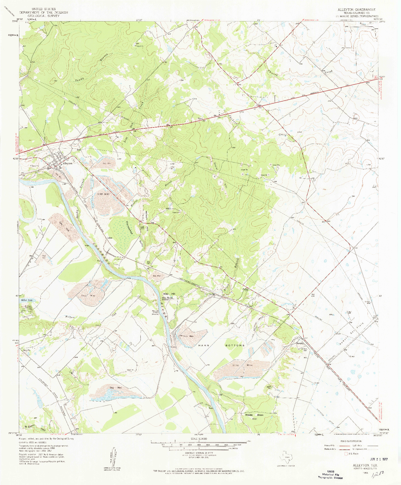 USGS 1:24000-SCALE QUADRANGLE FOR ALLEYTON, TX 1958