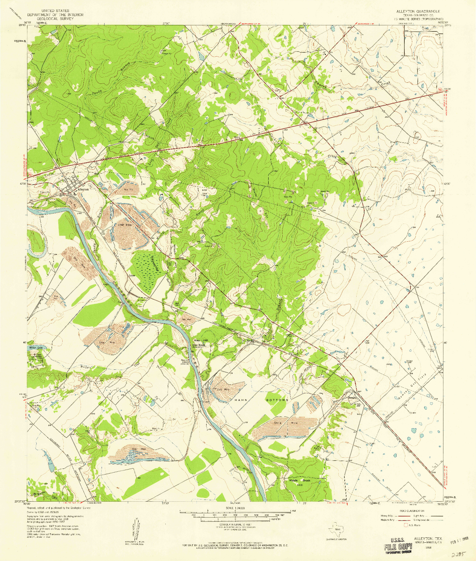 USGS 1:24000-SCALE QUADRANGLE FOR ALLEYTON, TX 1958