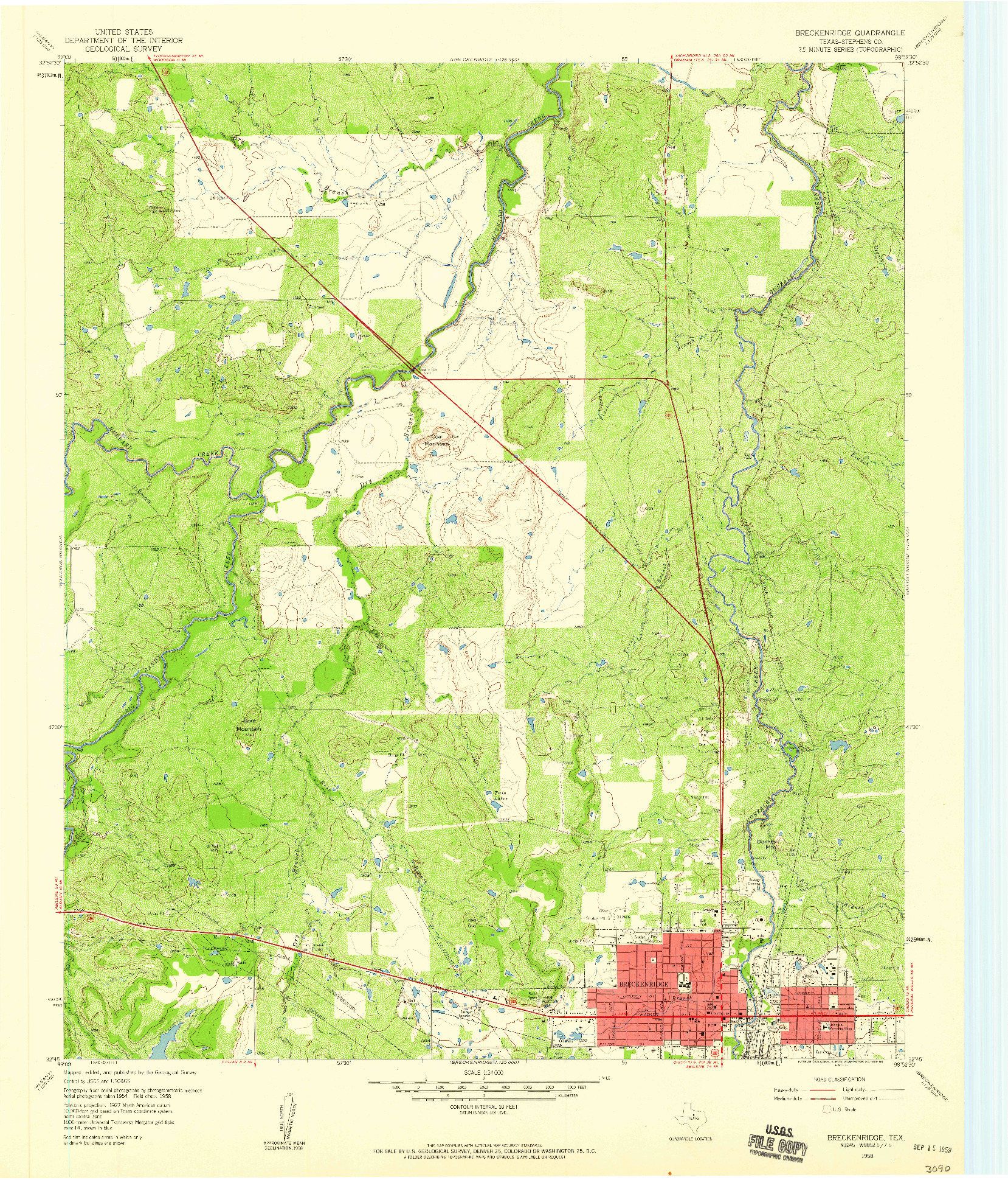 USGS 1:24000-SCALE QUADRANGLE FOR BRECKENRIDGE, TX 1958