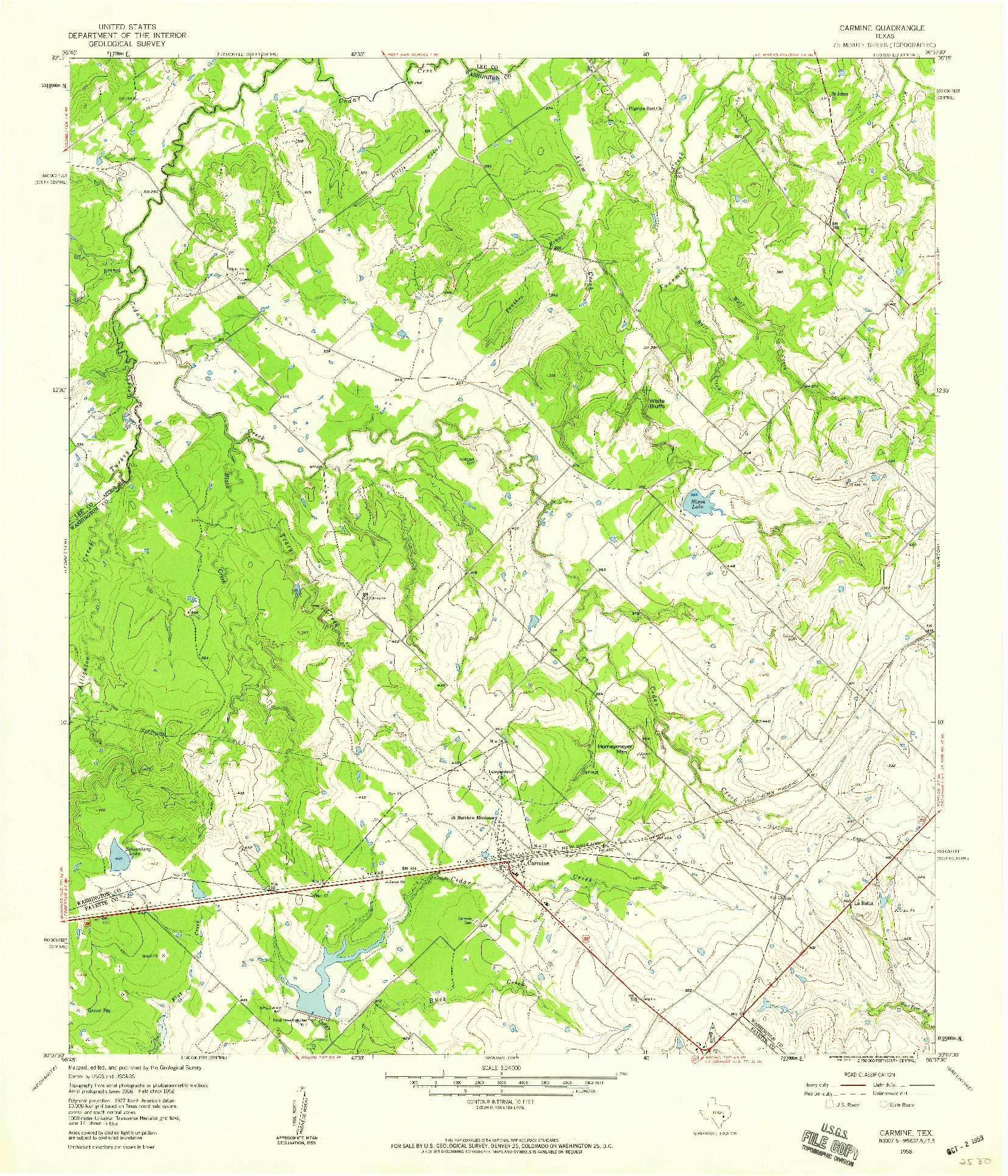 USGS 1:24000-SCALE QUADRANGLE FOR CARMINE, TX 1958