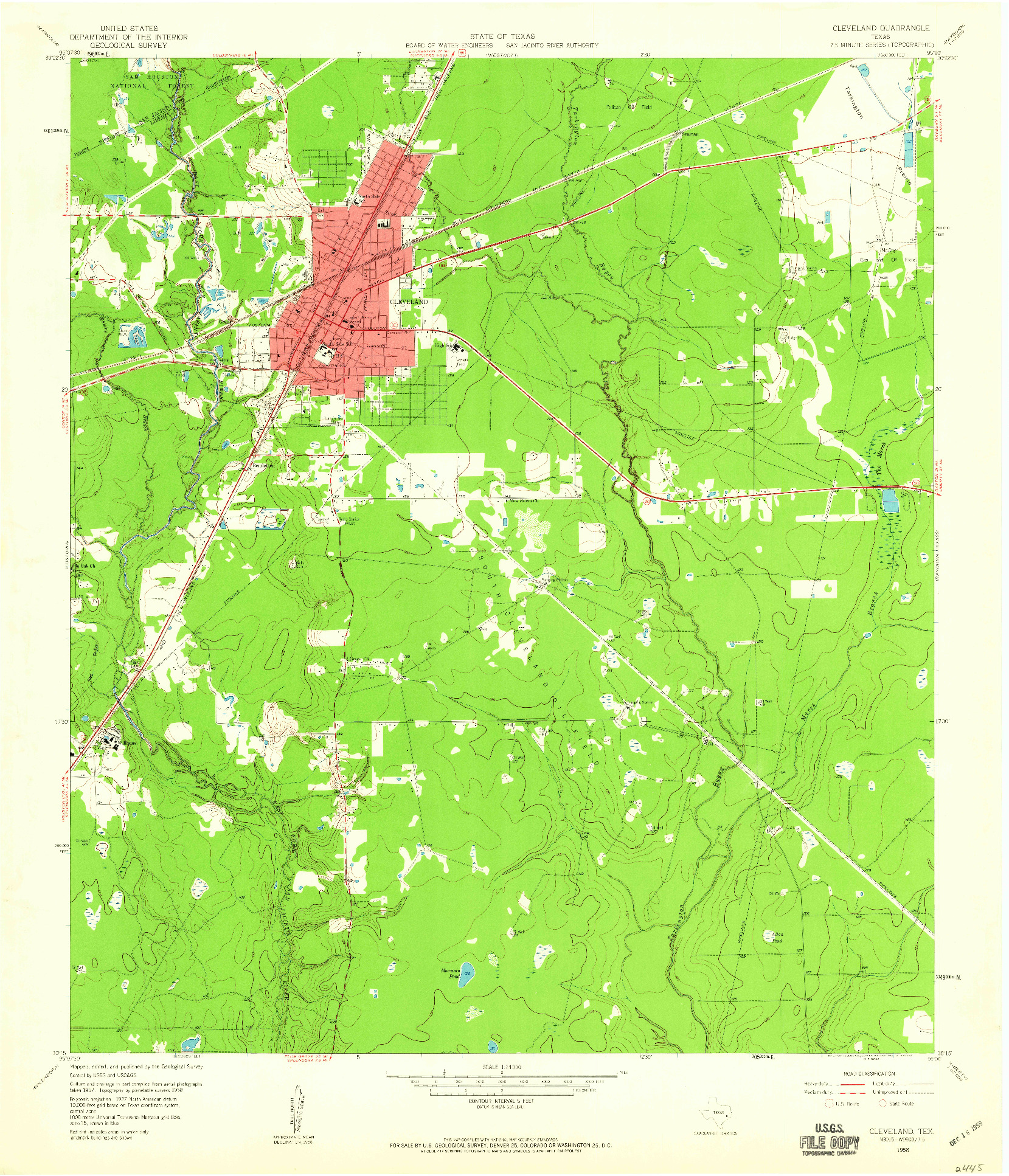 USGS 1:24000-SCALE QUADRANGLE FOR CLEVELAND, TX 1958