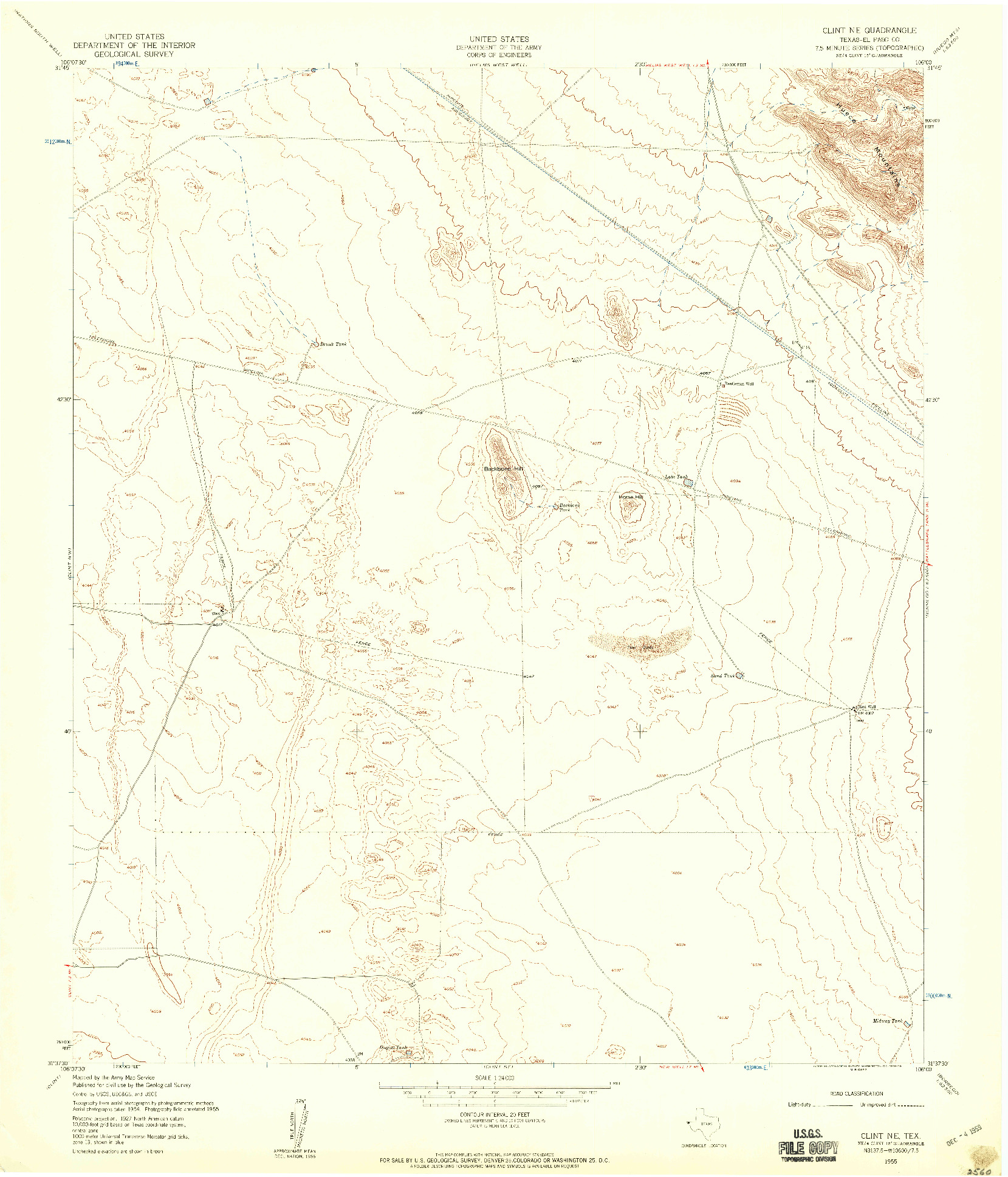 USGS 1:24000-SCALE QUADRANGLE FOR CLINT NE, TX 1955
