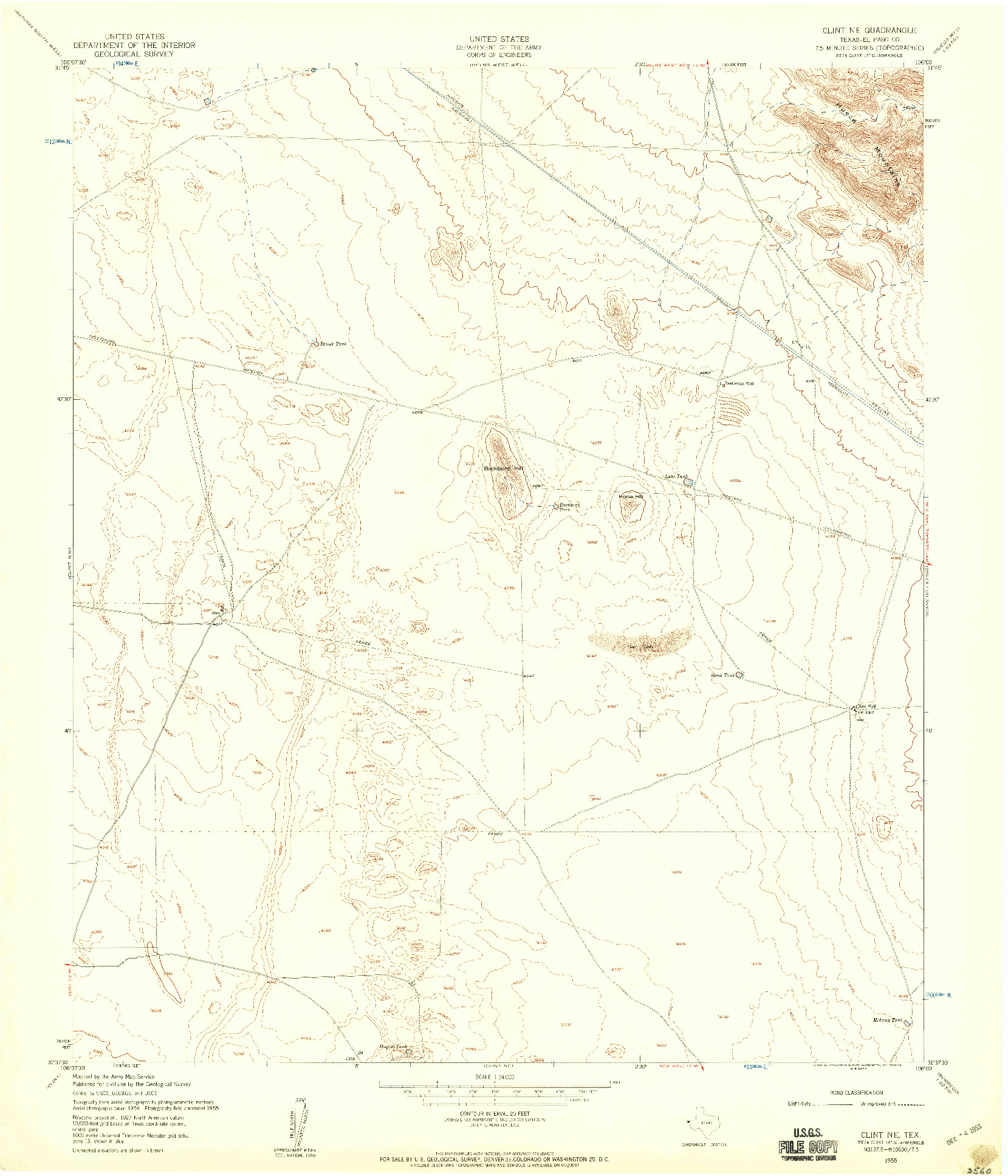 USGS 1:24000-SCALE QUADRANGLE FOR CLINT NE, TX 1955