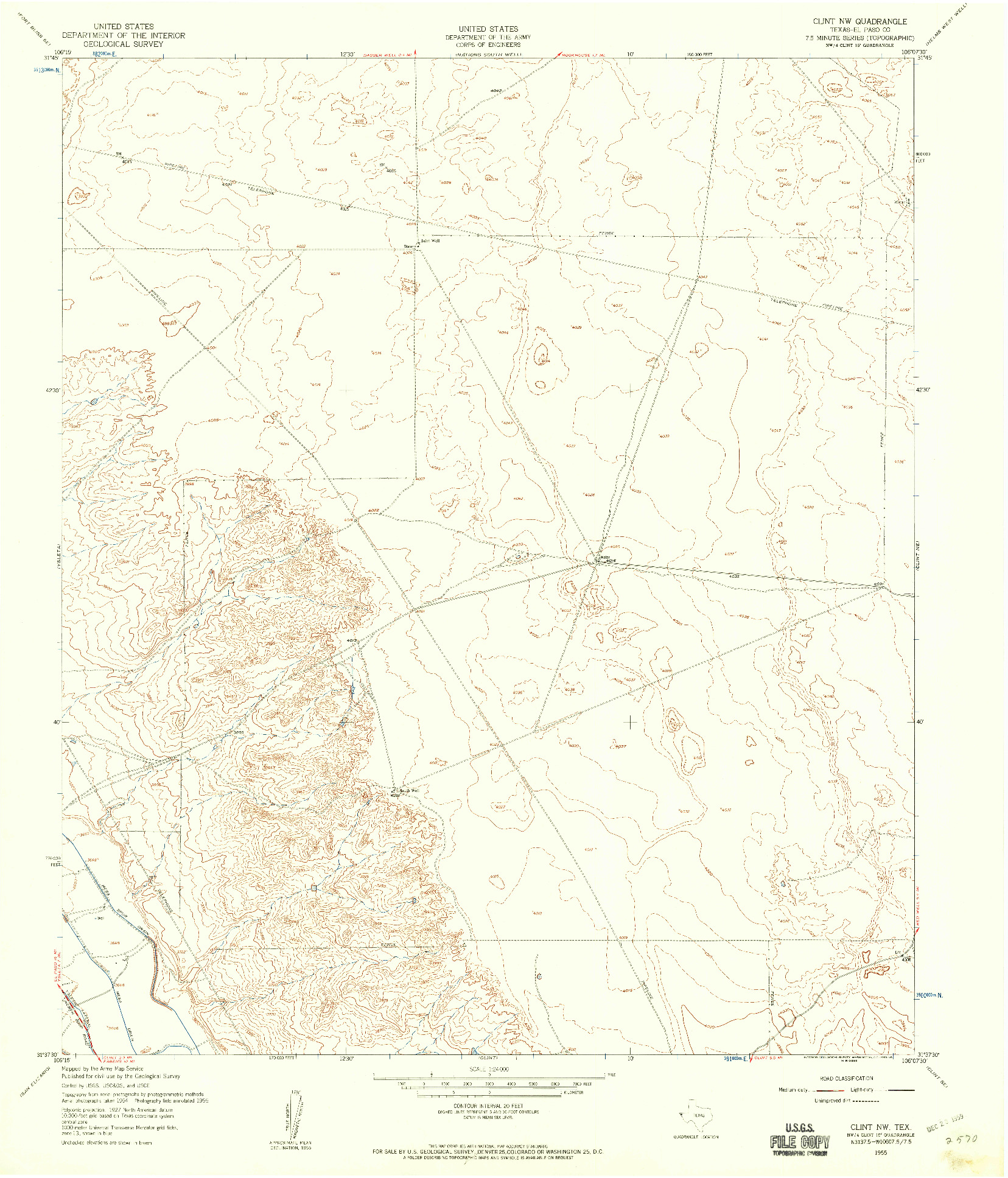 USGS 1:24000-SCALE QUADRANGLE FOR CLINT NW, TX 1955