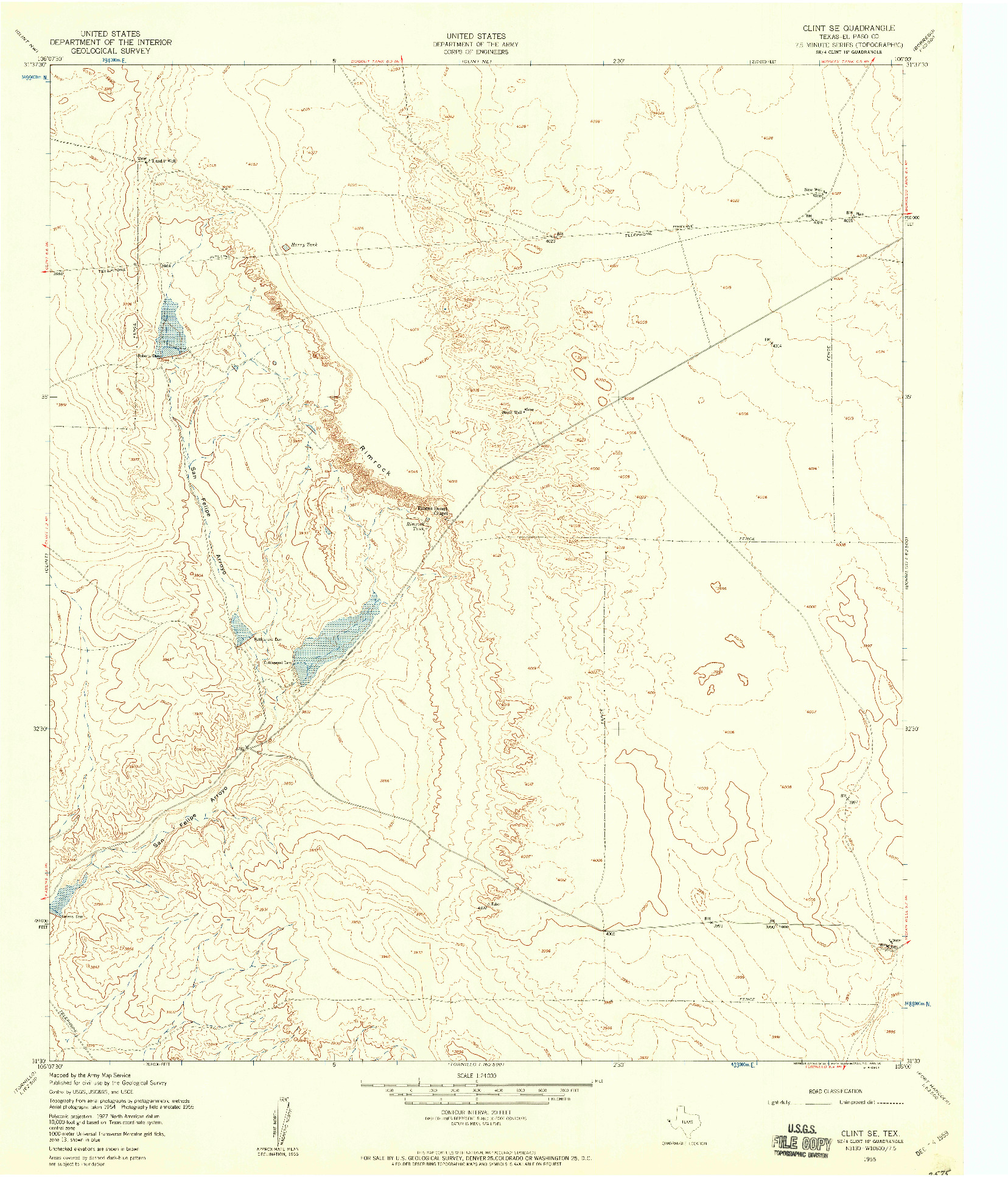 USGS 1:24000-SCALE QUADRANGLE FOR CLINT SE, TX 1955