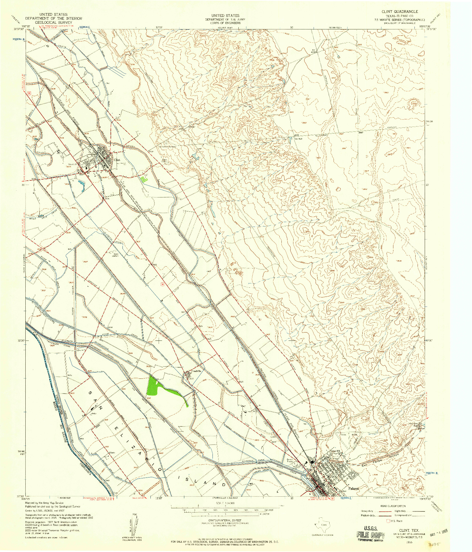 USGS 1:24000-SCALE QUADRANGLE FOR CLINT, TX 1955