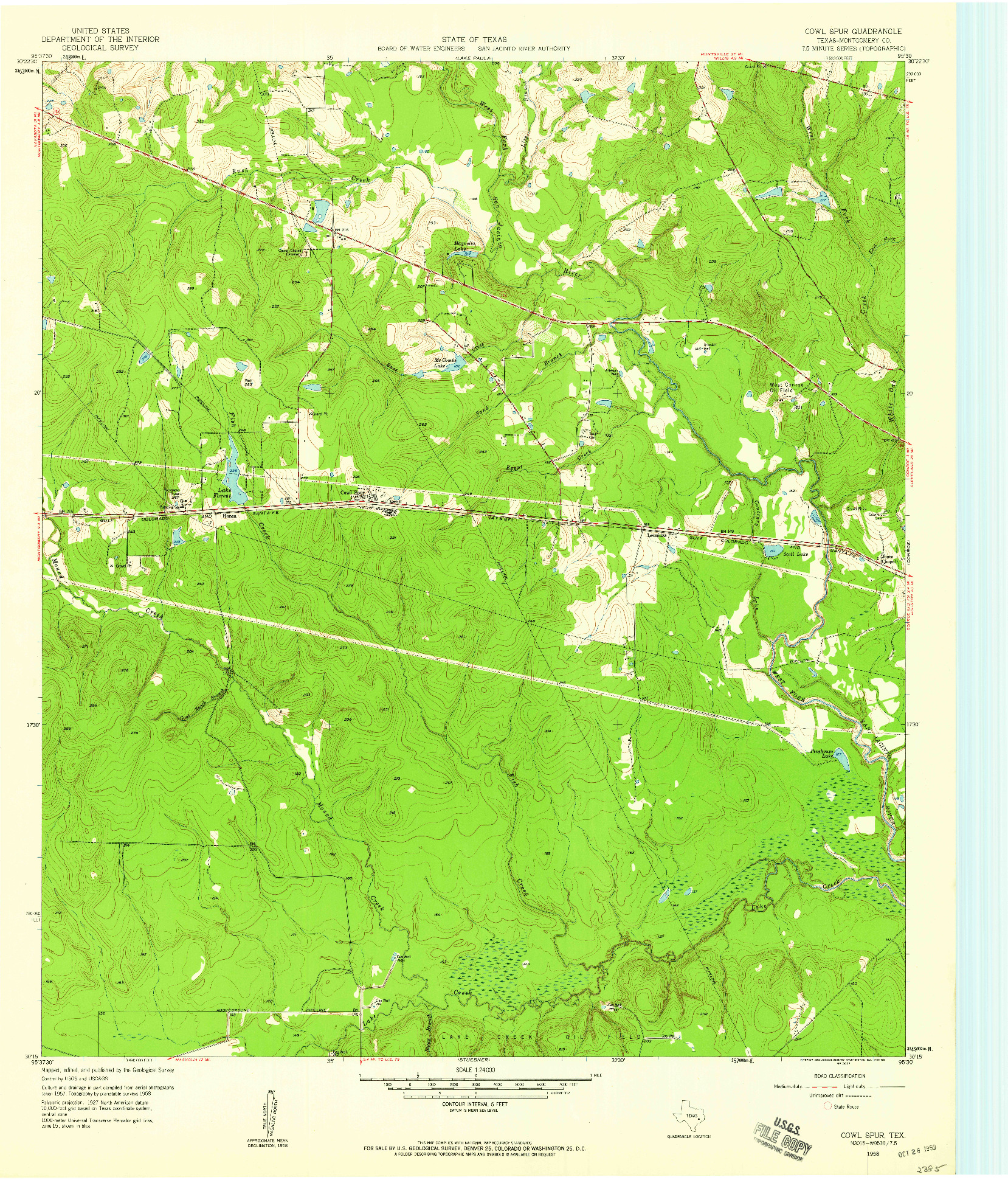 USGS 1:24000-SCALE QUADRANGLE FOR COWL SPUR, TX 1958