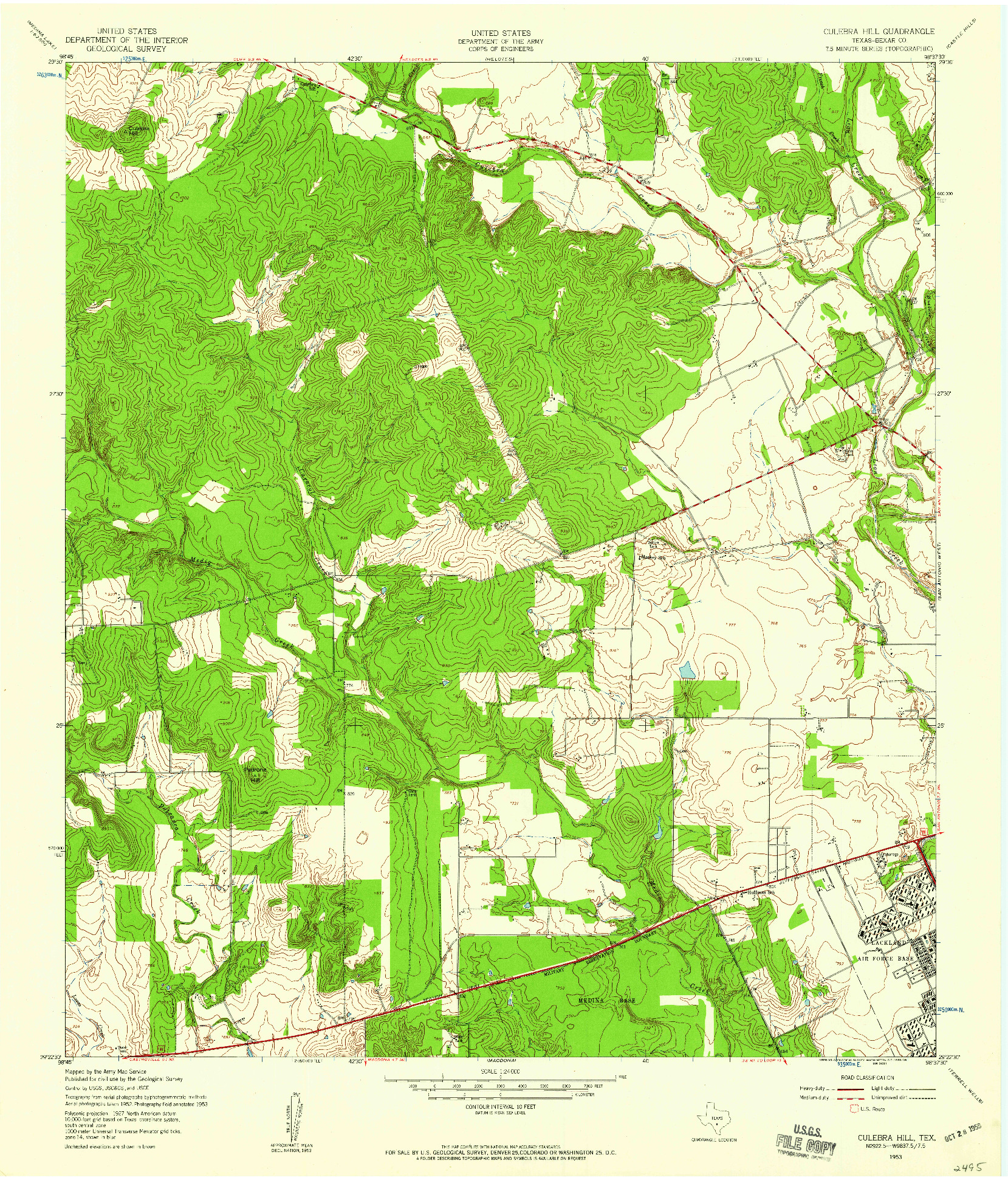 USGS 1:24000-SCALE QUADRANGLE FOR CULEBRA HILL, TX 1953