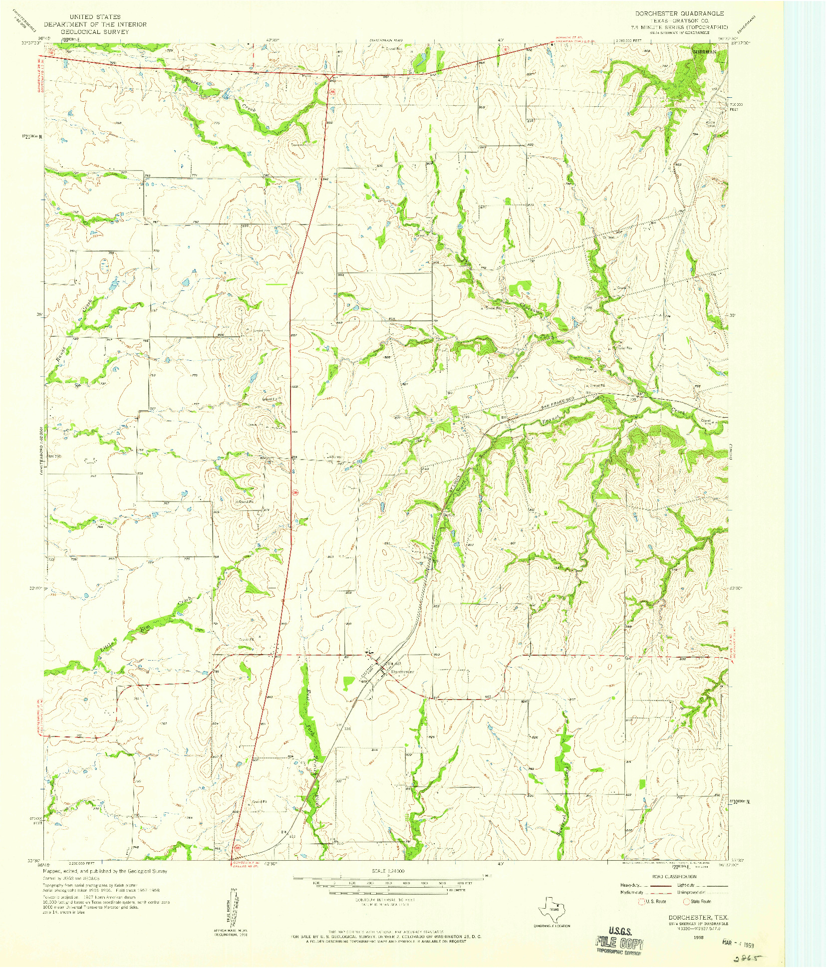 USGS 1:24000-SCALE QUADRANGLE FOR DORCHESTER, TX 1958