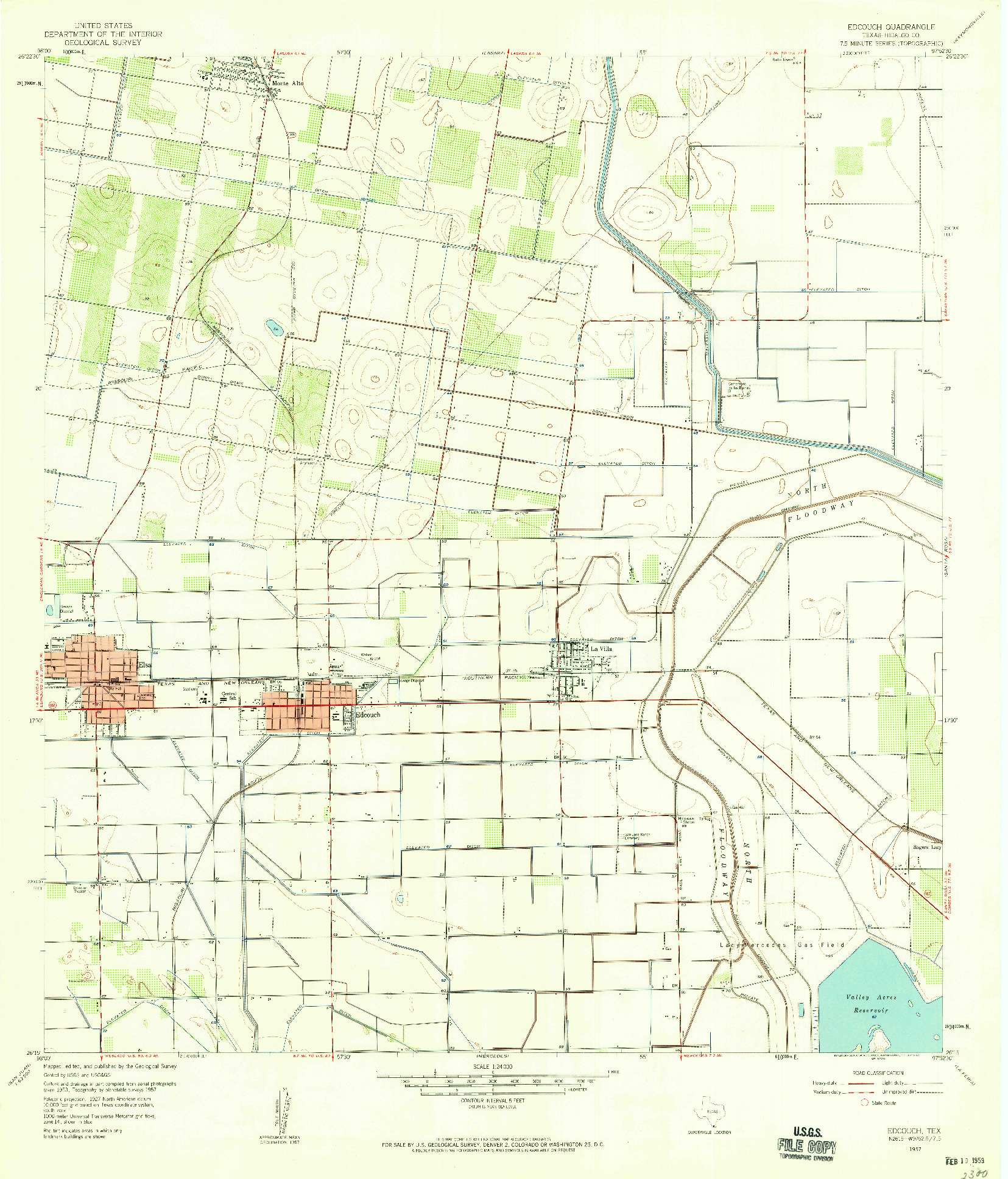 USGS 1:24000-SCALE QUADRANGLE FOR EDCOUCH, TX 1957
