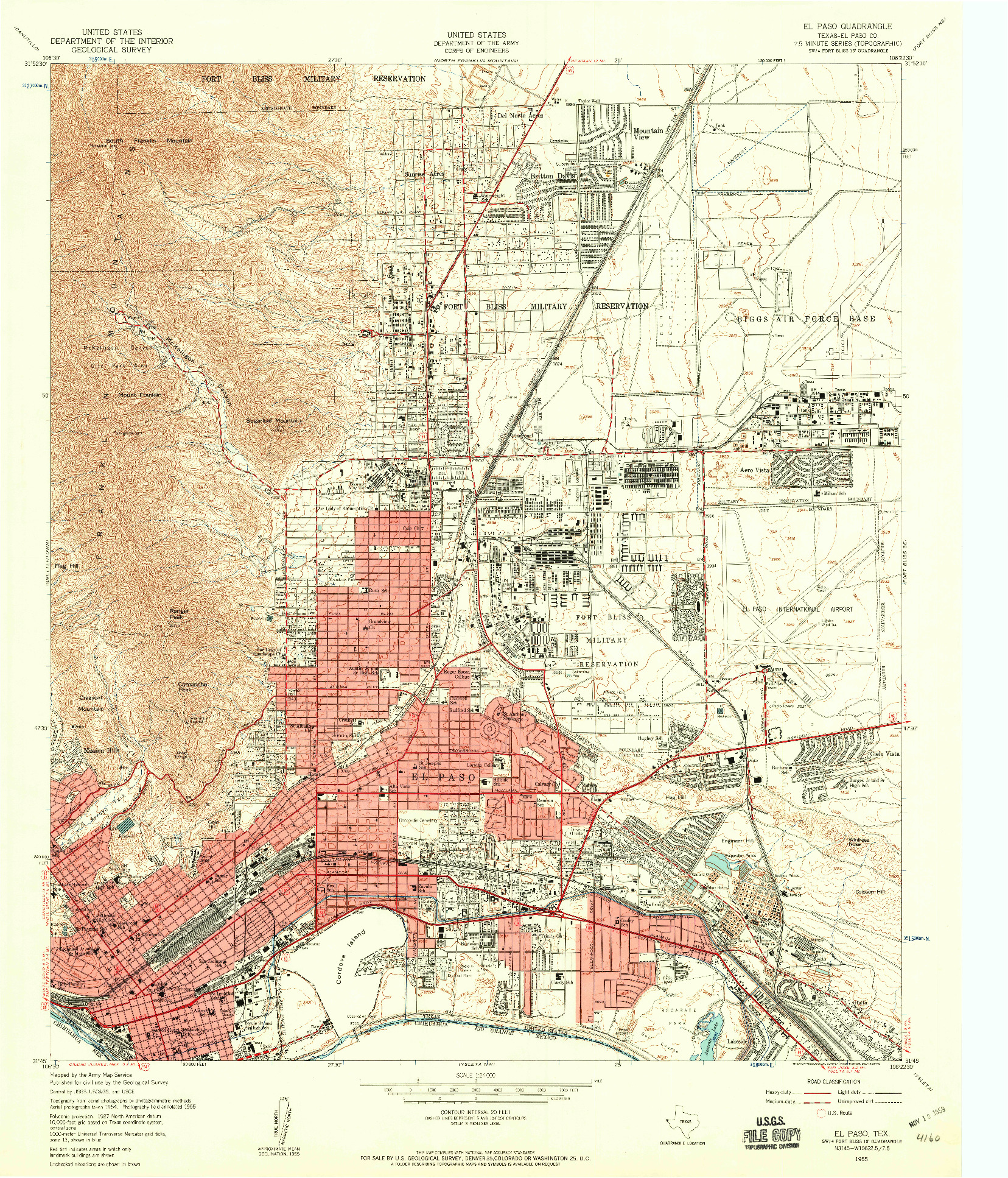 USGS 1:24000-SCALE QUADRANGLE FOR EL PASO, TX 1955