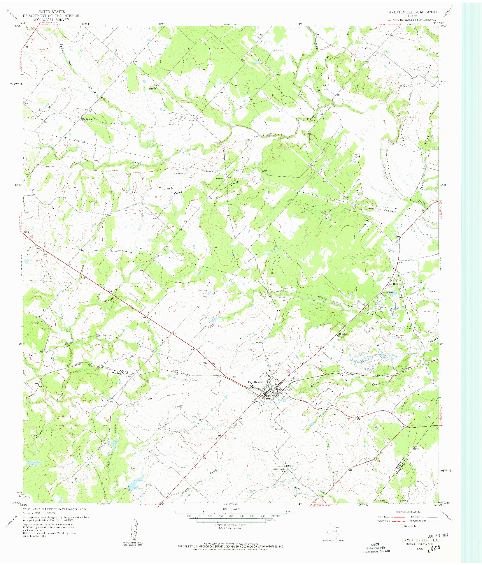 USGS 1:24000-SCALE QUADRANGLE FOR FAYETTEVILLE, TX 1958