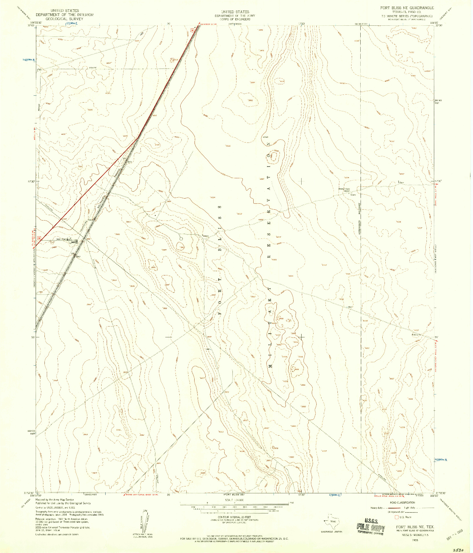 USGS 1:24000-SCALE QUADRANGLE FOR FORT BLISS NE, TX 1955