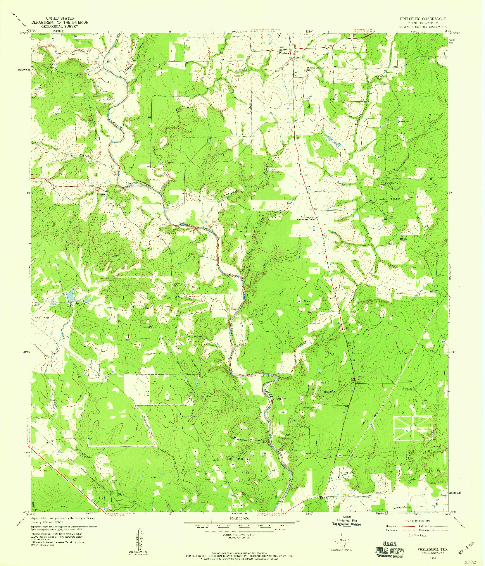 USGS 1:24000-SCALE QUADRANGLE FOR FRELSBURG, TX 1958