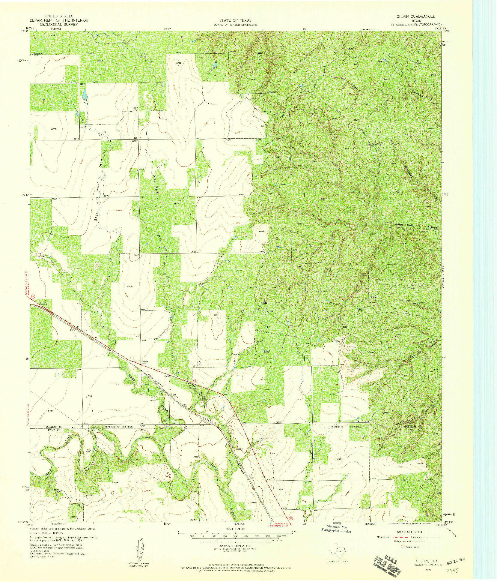 USGS 1:24000-SCALE QUADRANGLE FOR GILPIN, TX 1959