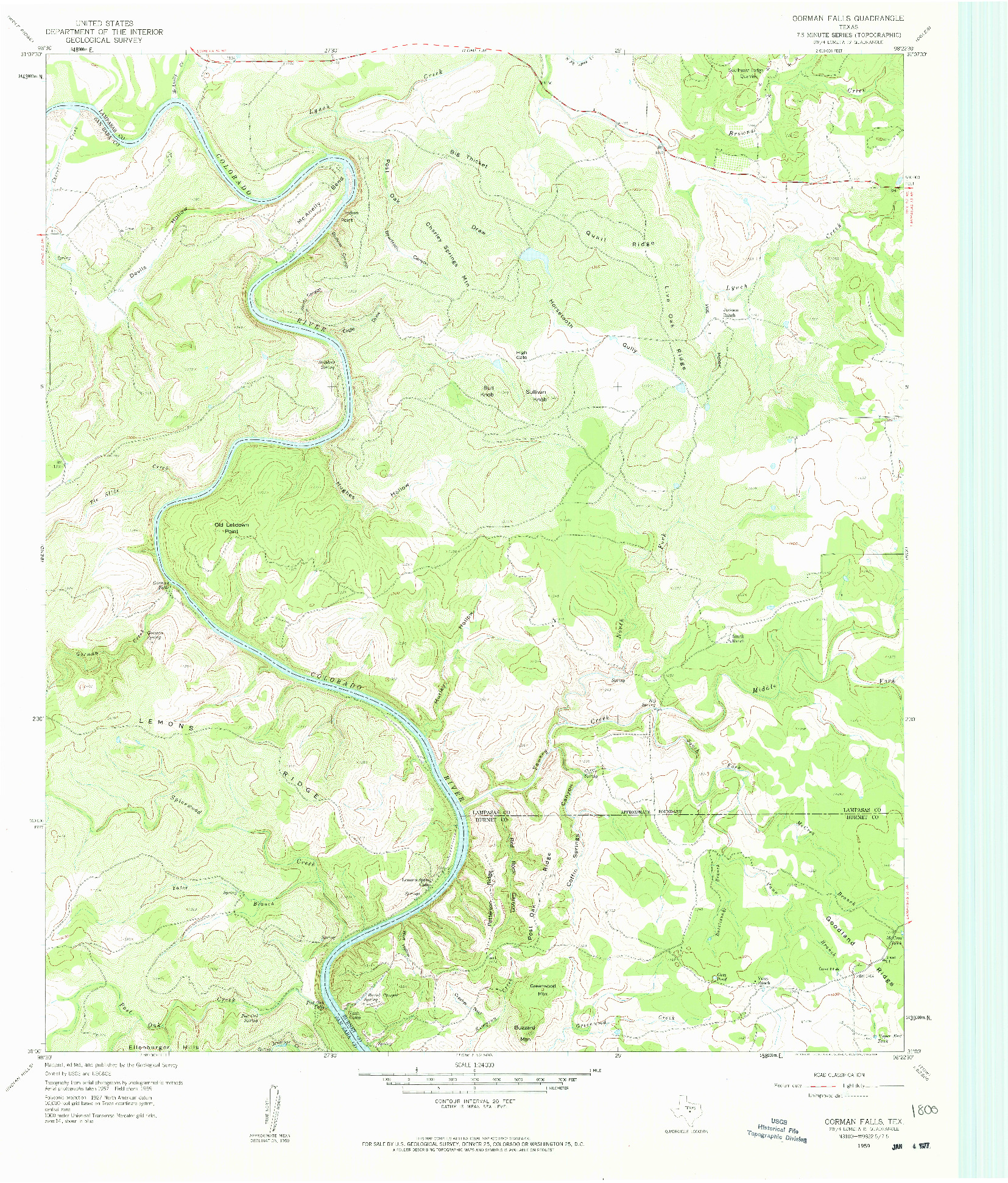 USGS 1:24000-SCALE QUADRANGLE FOR GORMAN FALLS, TX 1959