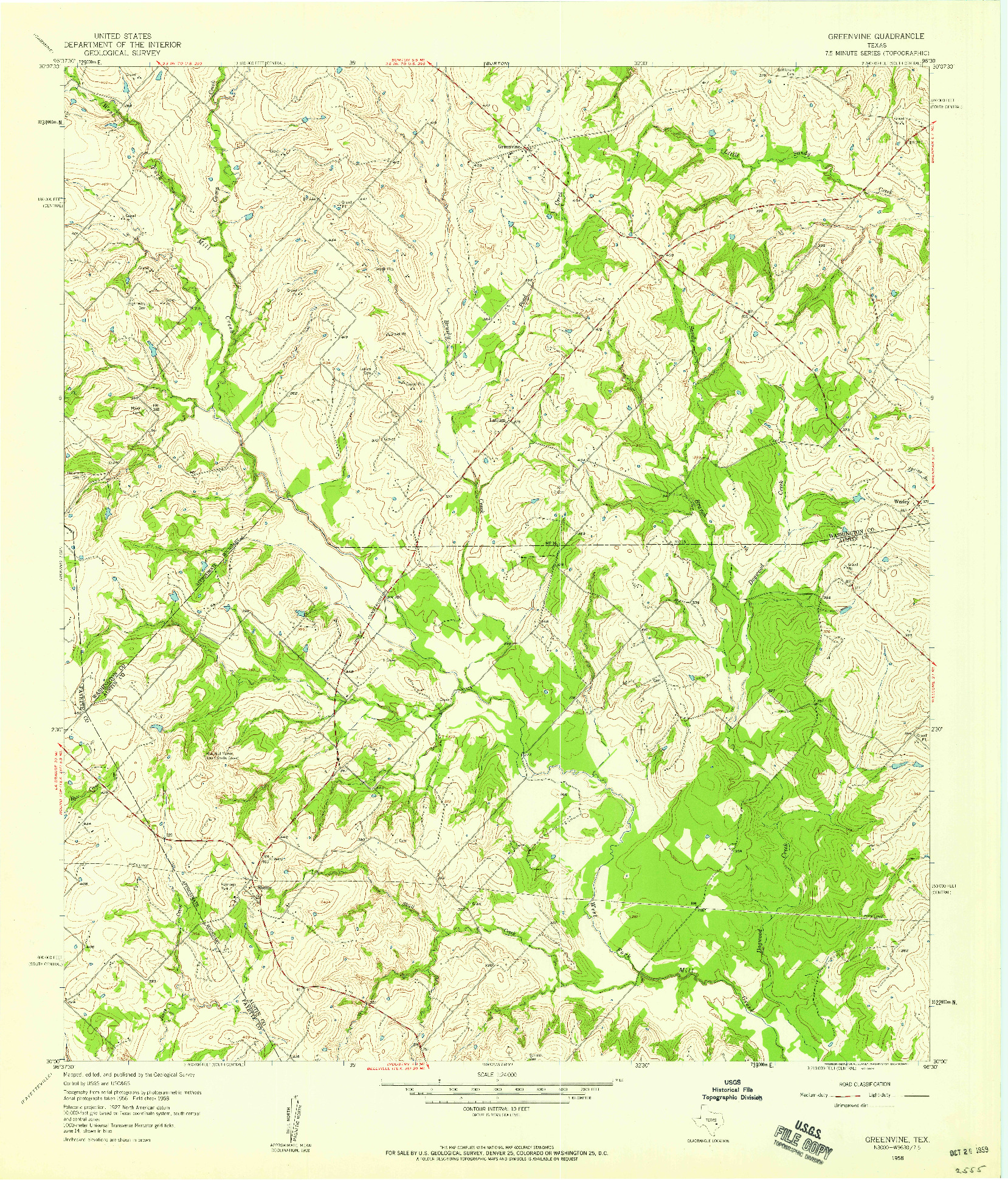 USGS 1:24000-SCALE QUADRANGLE FOR GREENVINE, TX 1958