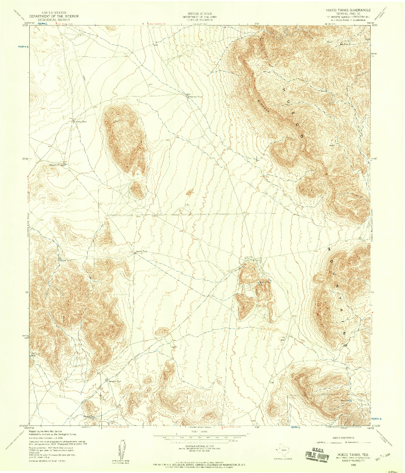 USGS 1:24000-SCALE QUADRANGLE FOR HEUCO TANKS, TX 1955