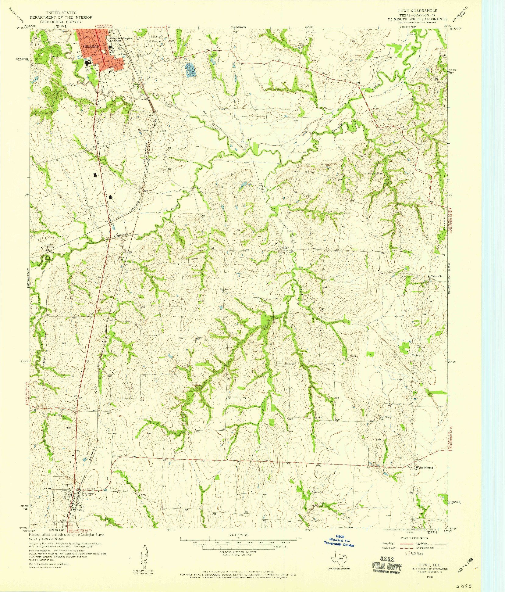 USGS 1:24000-SCALE QUADRANGLE FOR HOWE, TX 1958