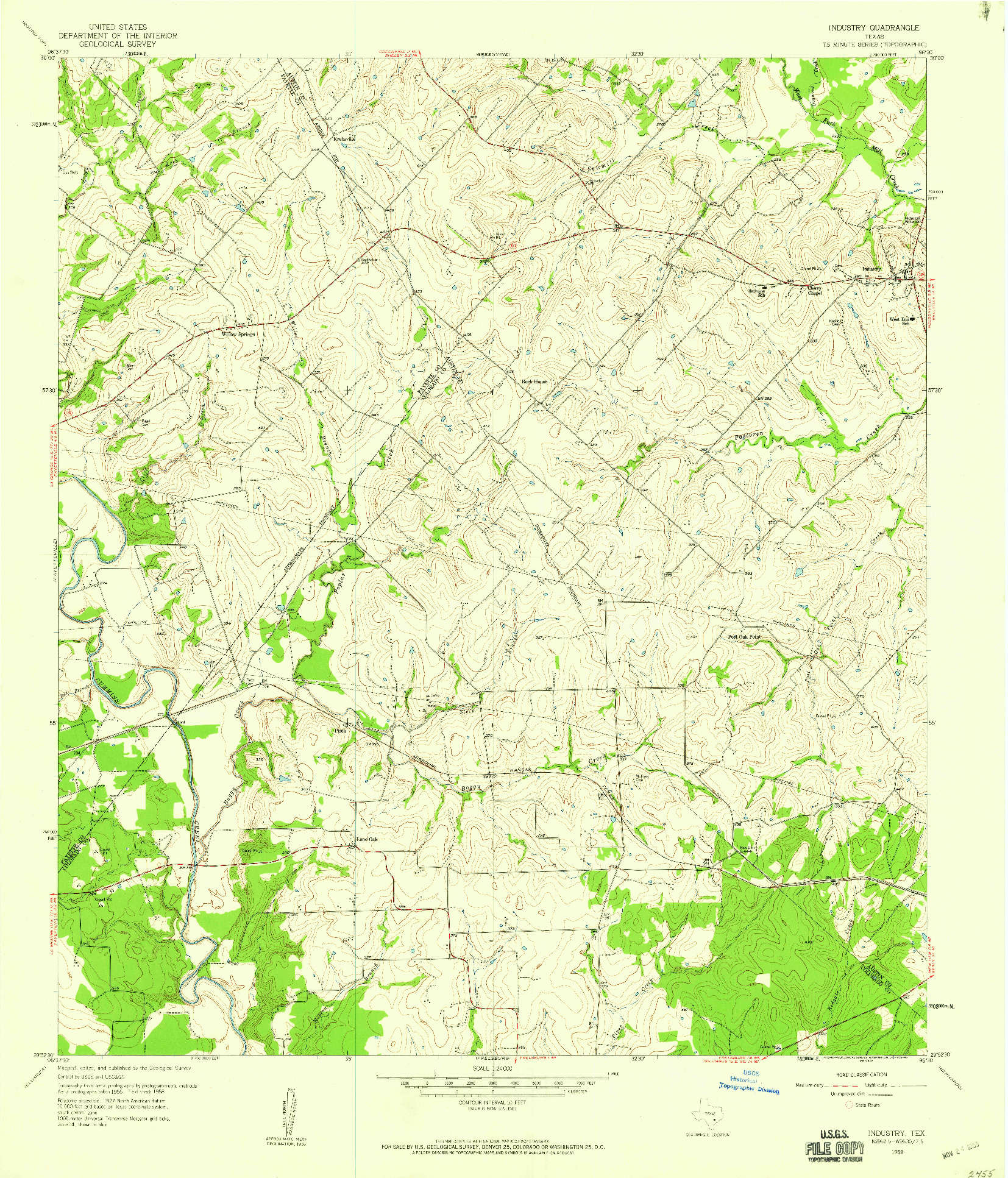 USGS 1:24000-SCALE QUADRANGLE FOR INDUSTRY, TX 1958