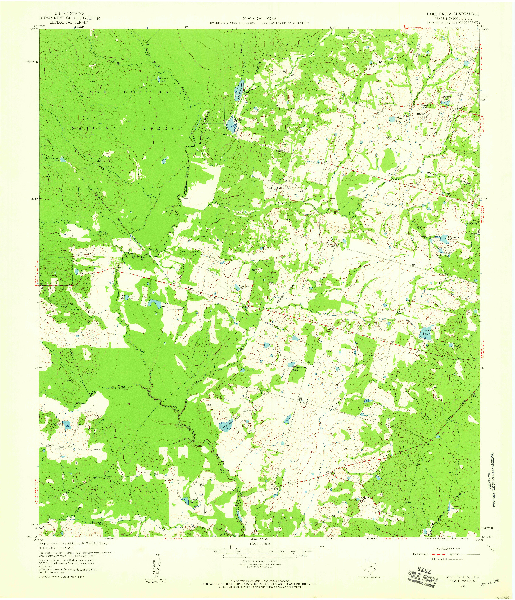 USGS 1:24000-SCALE QUADRANGLE FOR LAKE PAULA, TX 1958