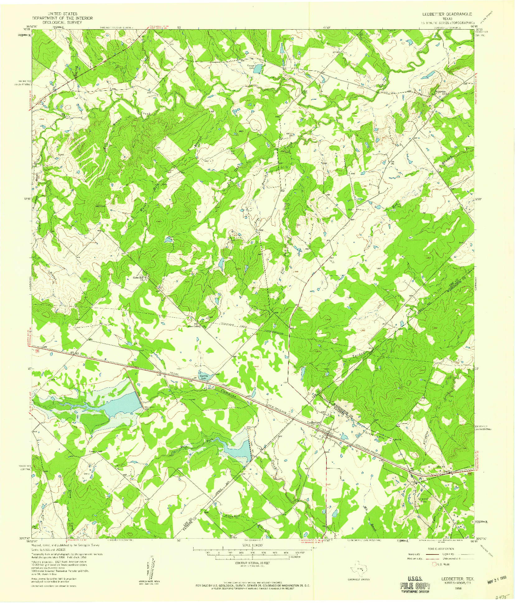 USGS 1:24000-SCALE QUADRANGLE FOR LEDBETTER, TX 1958