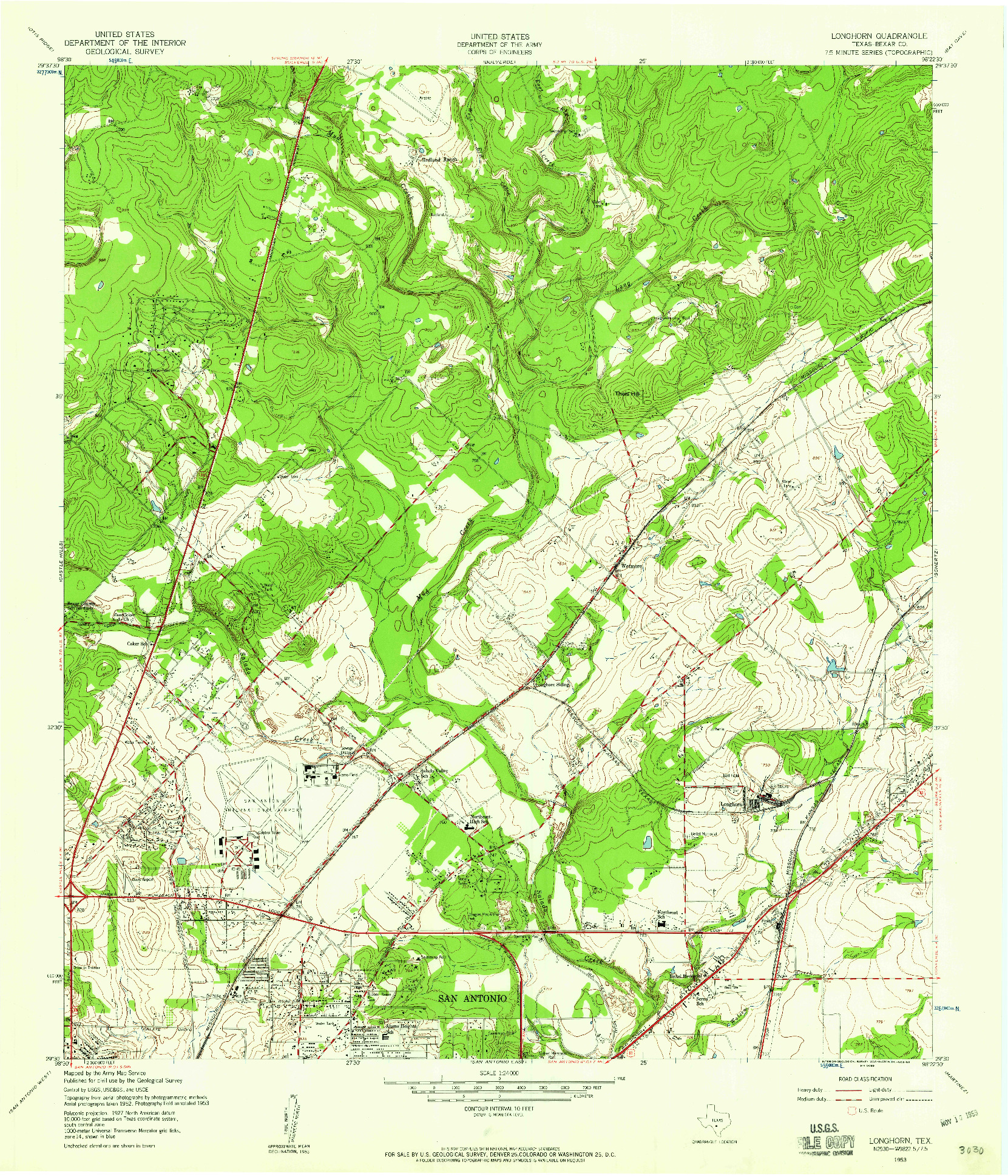 USGS 1:24000-SCALE QUADRANGLE FOR LONGHORN, TX 1953