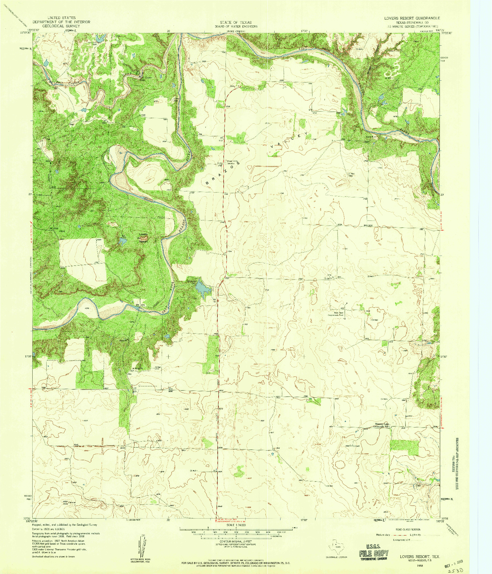 USGS 1:24000-SCALE QUADRANGLE FOR LOVERS RESORT, TX 1958