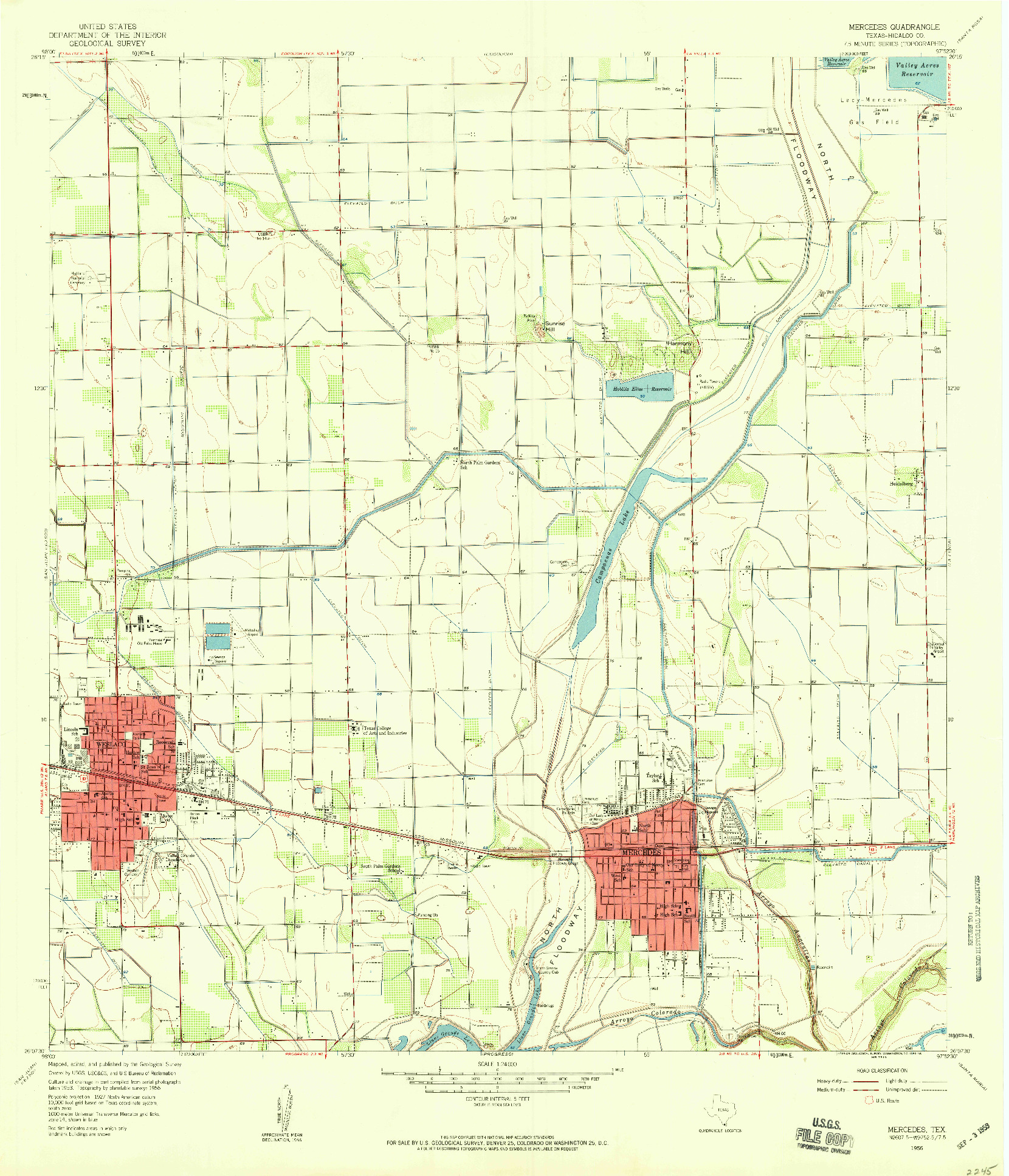 USGS 1:24000-SCALE QUADRANGLE FOR MERCEDES, TX 1956