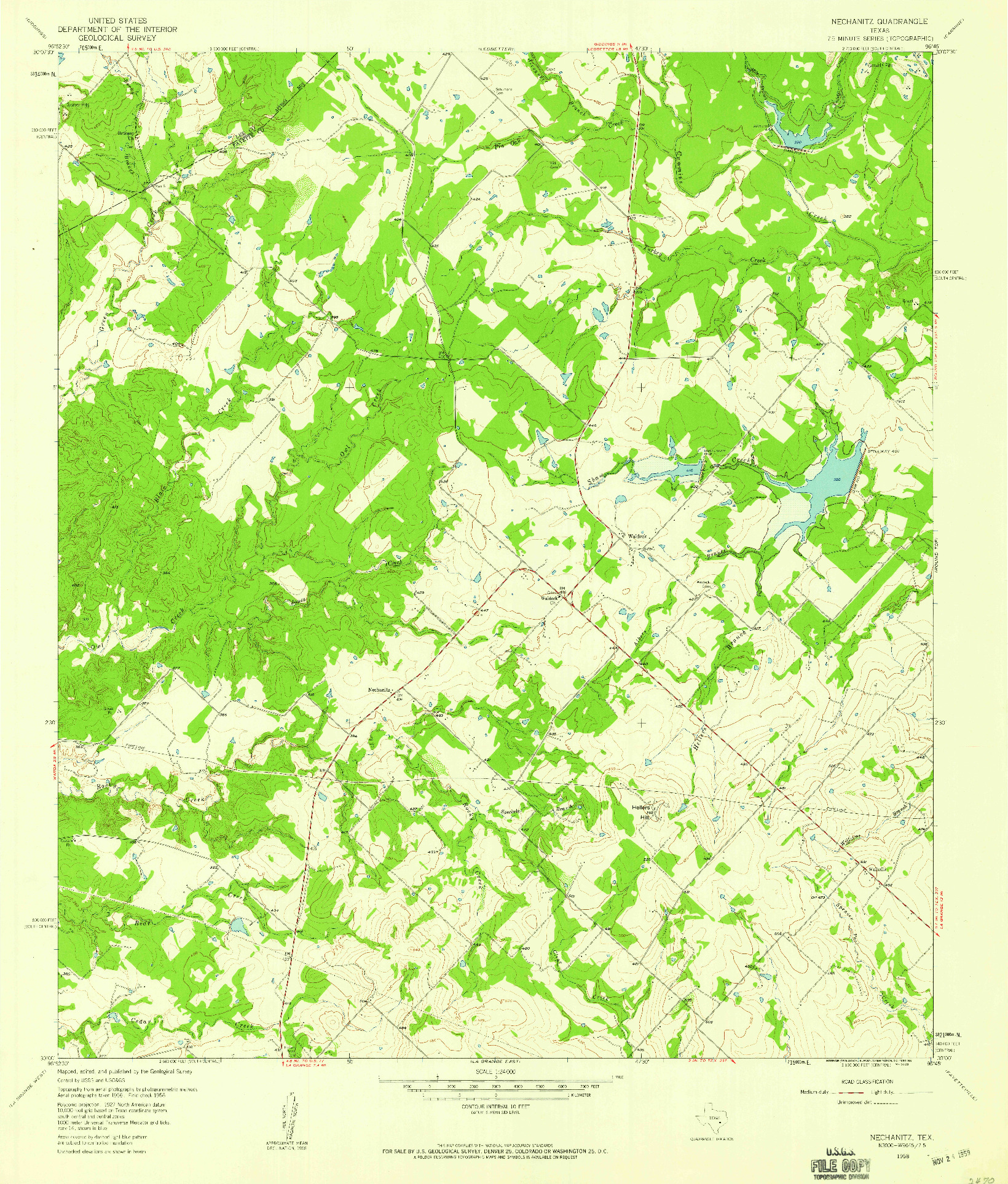 USGS 1:24000-SCALE QUADRANGLE FOR NECHANITZ, TX 1958