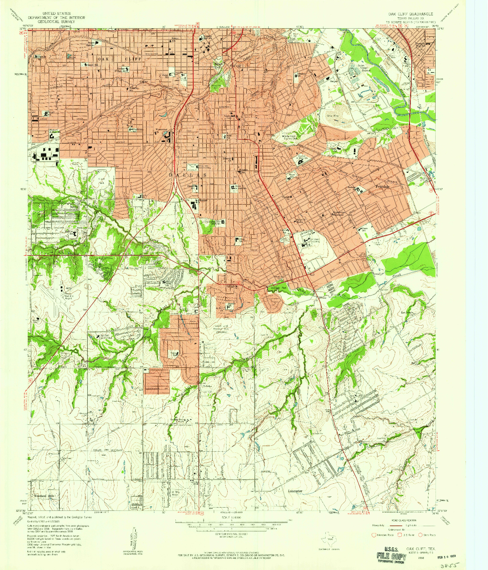 USGS 1:24000-SCALE QUADRANGLE FOR OAK CLIFF, TX 1958