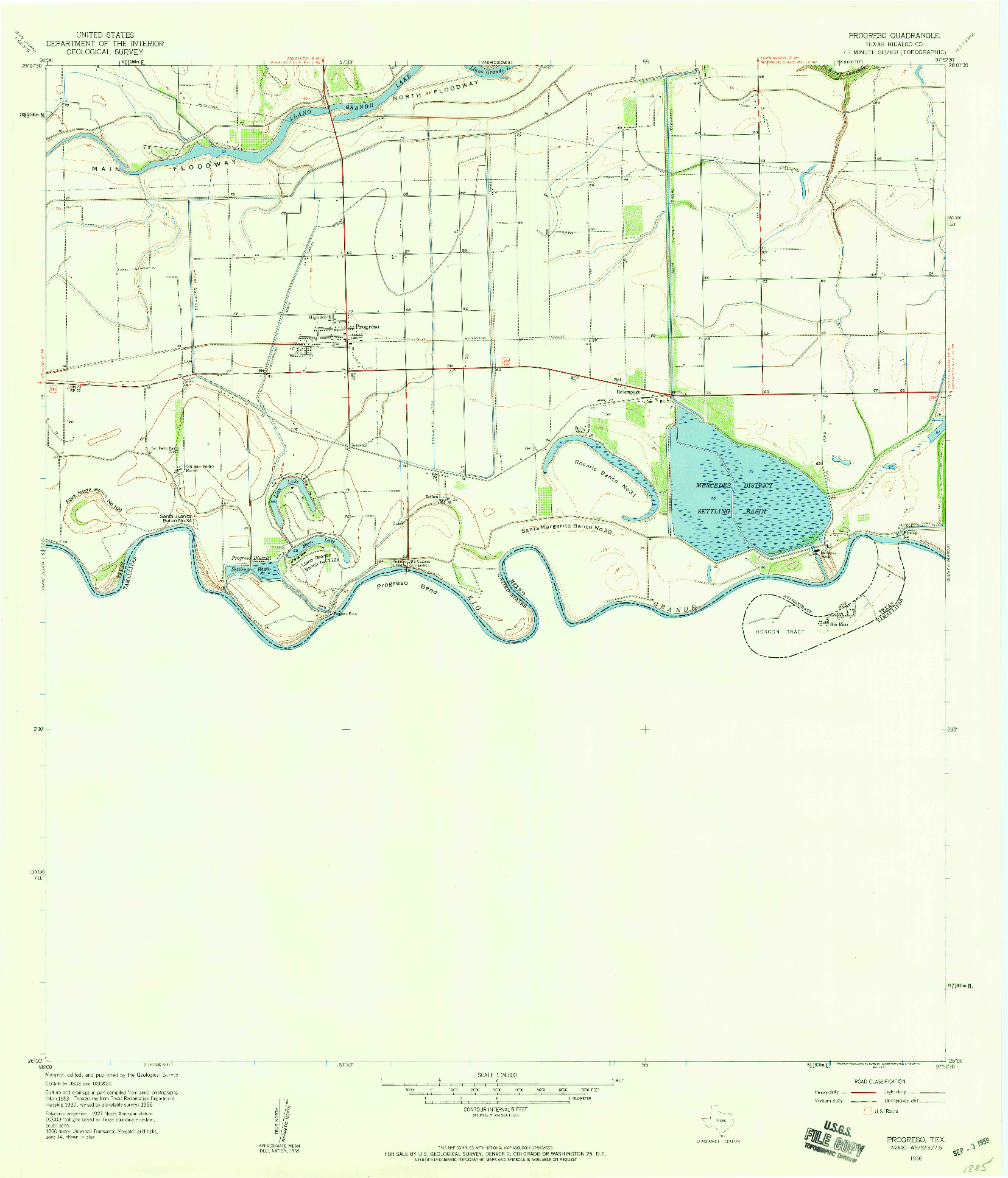 USGS 1:24000-SCALE QUADRANGLE FOR PROGRESO, TX 1956