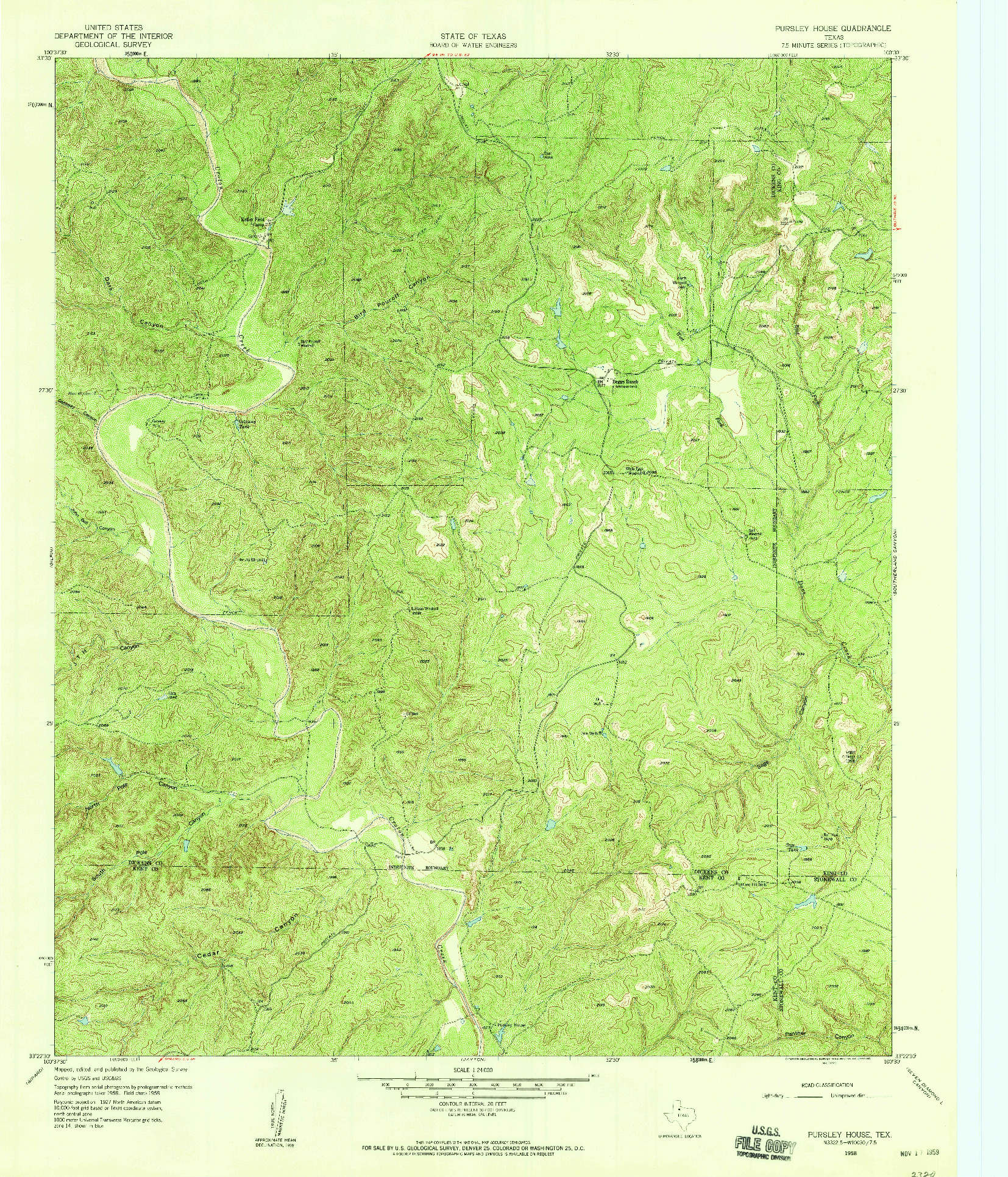 USGS 1:24000-SCALE QUADRANGLE FOR PURSLEY HOUSE, TX 1958