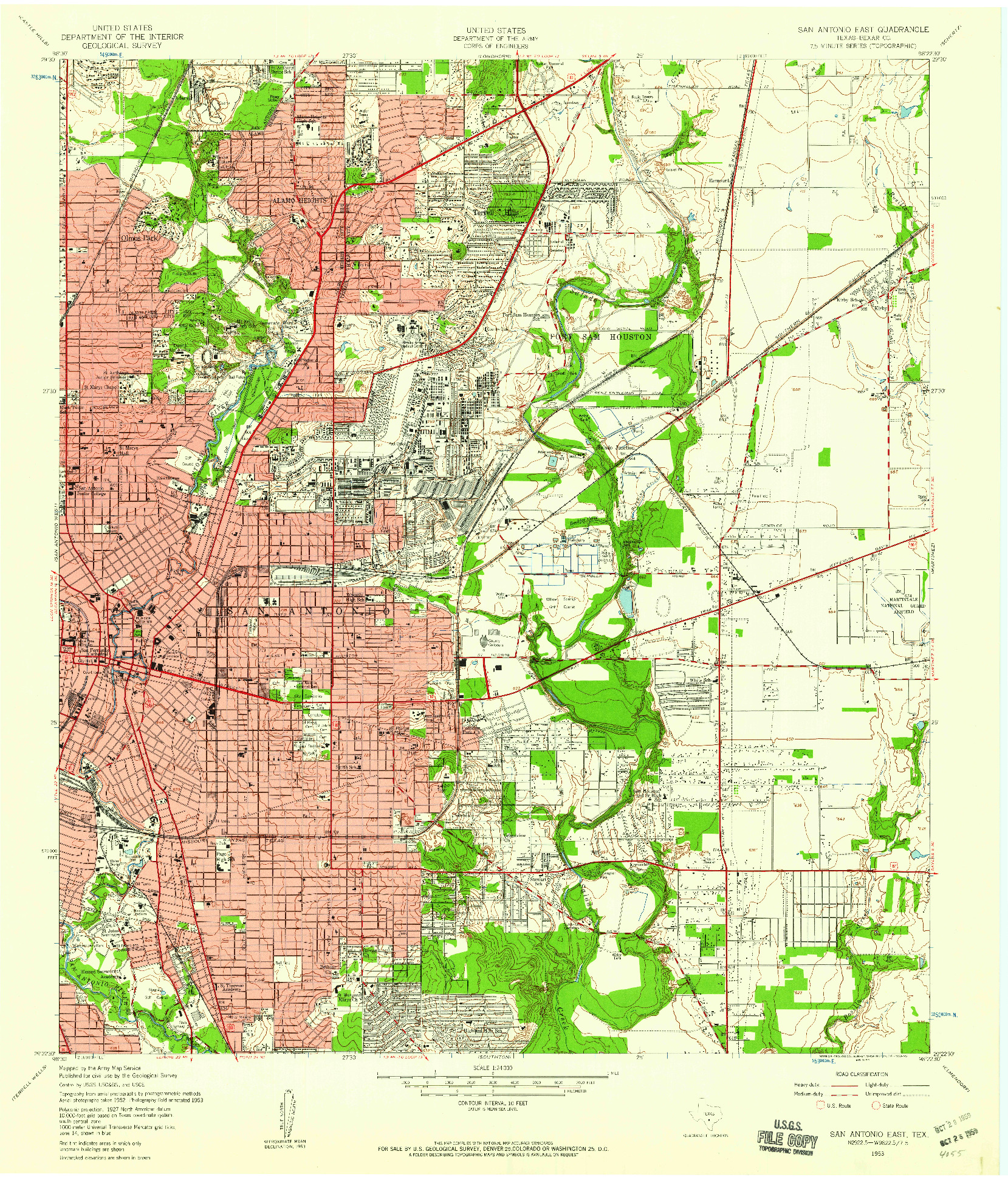 USGS 1:24000-SCALE QUADRANGLE FOR SAN ANTONIO EAST, TX 1953