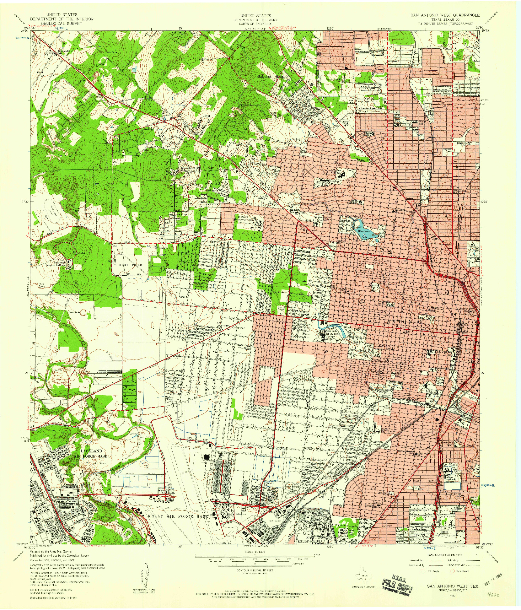 USGS 1:24000-SCALE QUADRANGLE FOR SAN ANTONIO WEST, TX 1953