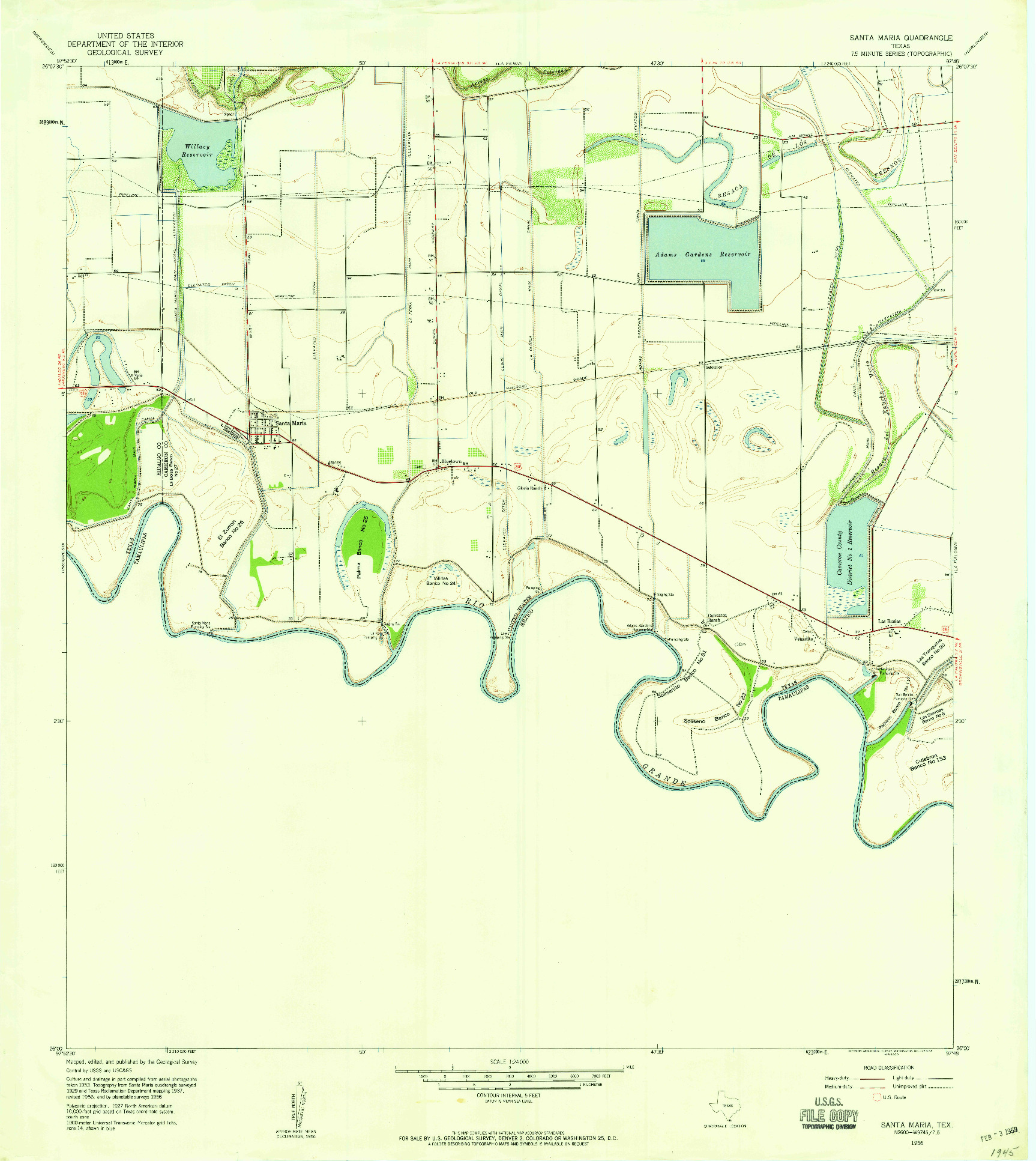 USGS 1:24000-SCALE QUADRANGLE FOR SANTA MARIA, TX 1956