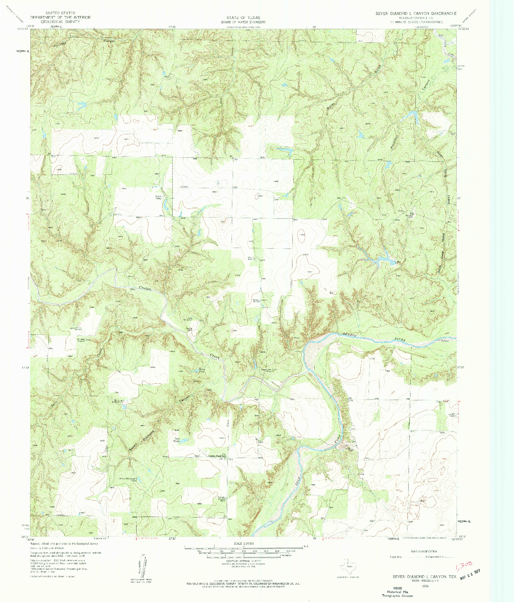USGS 1:24000-SCALE QUADRANGLE FOR SEVEN DIAMOND L CANYON, TX 1958