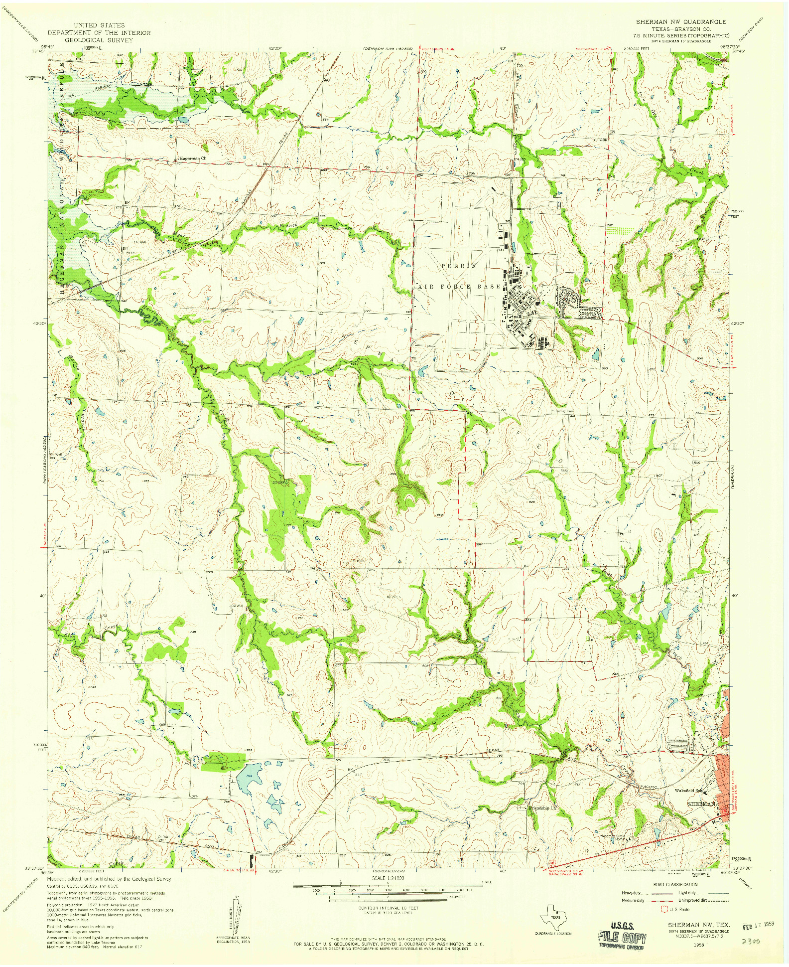 USGS 1:24000-SCALE QUADRANGLE FOR SHERMAN NW, TX 1958