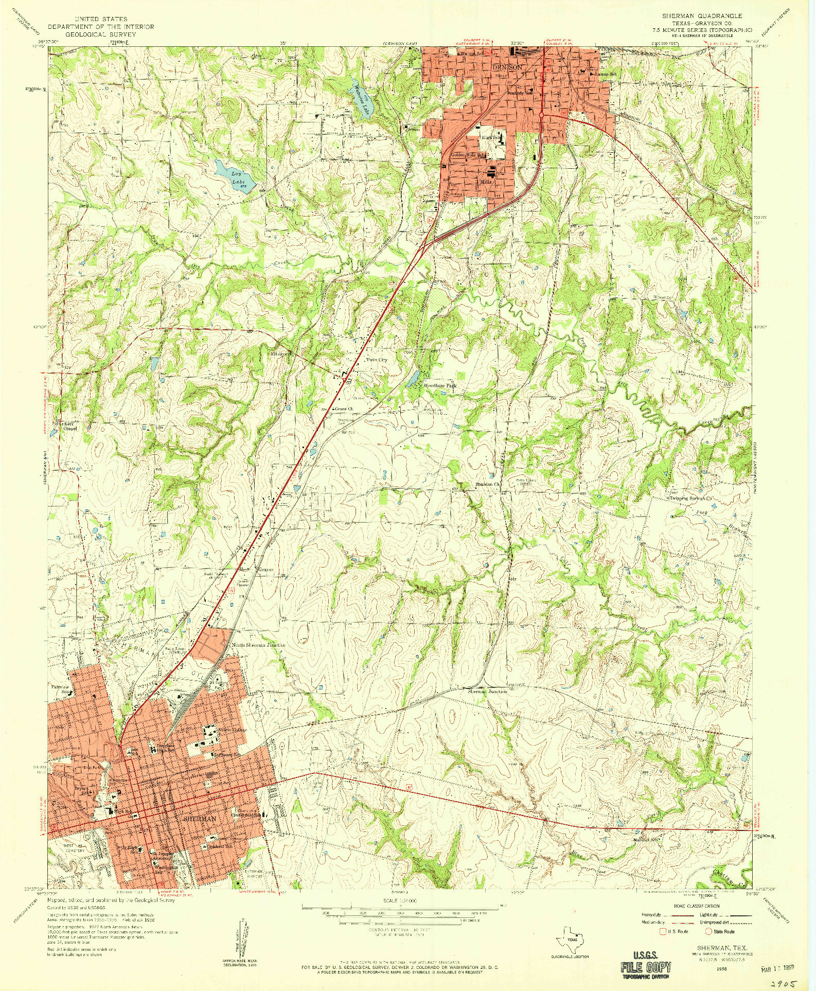 USGS 1:24000-SCALE QUADRANGLE FOR SHERMAN, TX 1958