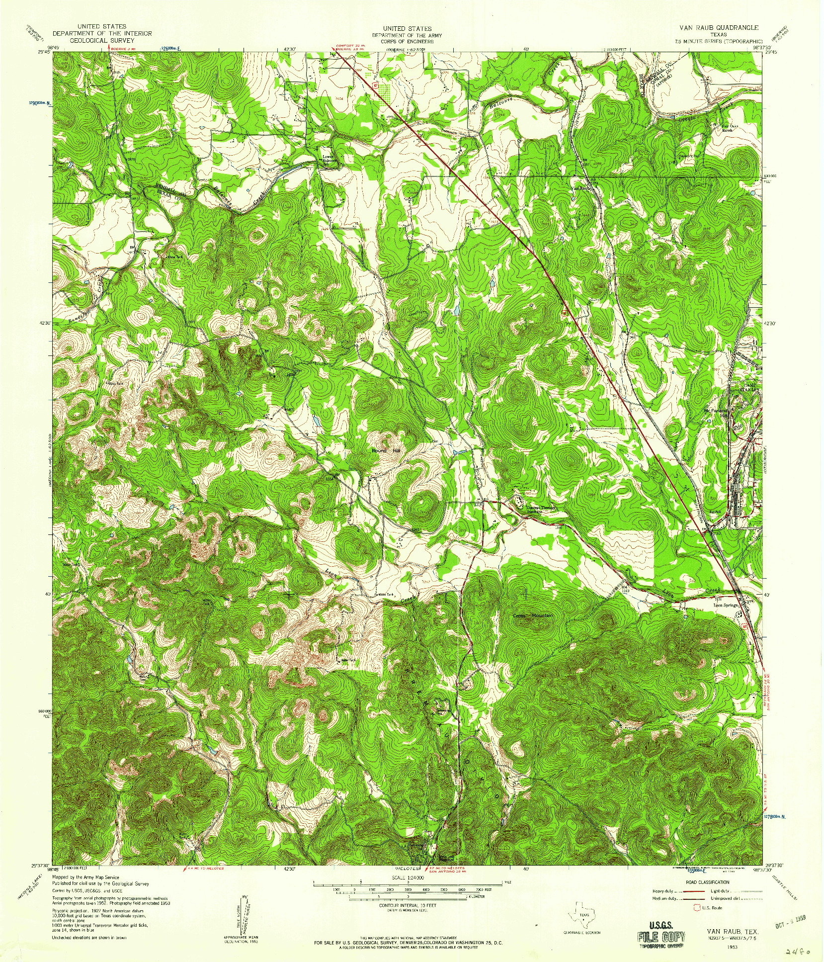 USGS 1:24000-SCALE QUADRANGLE FOR VAN RAUB, TX 1953